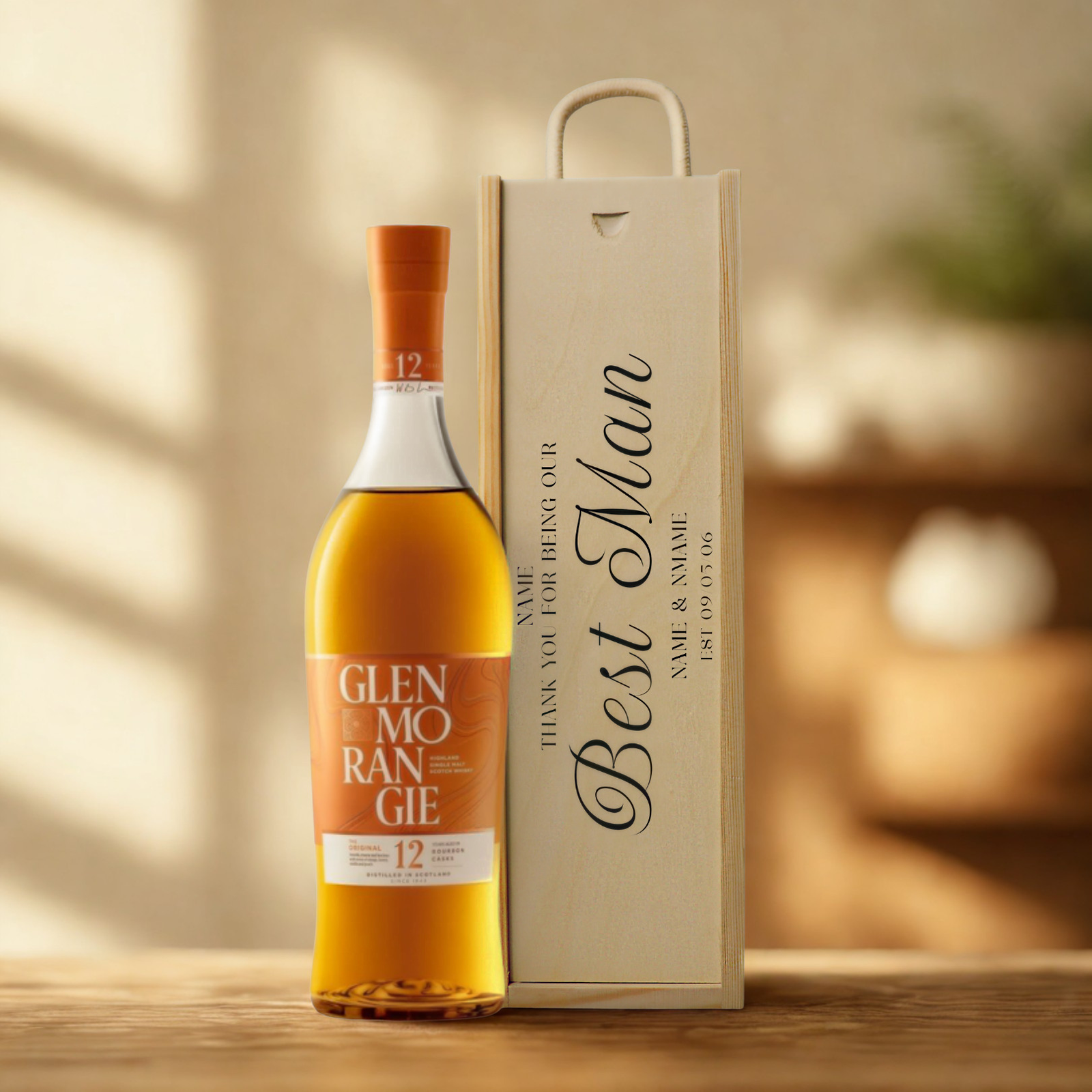 Personalised Best Man Whisky Gift Set with Wooden Presentation Box