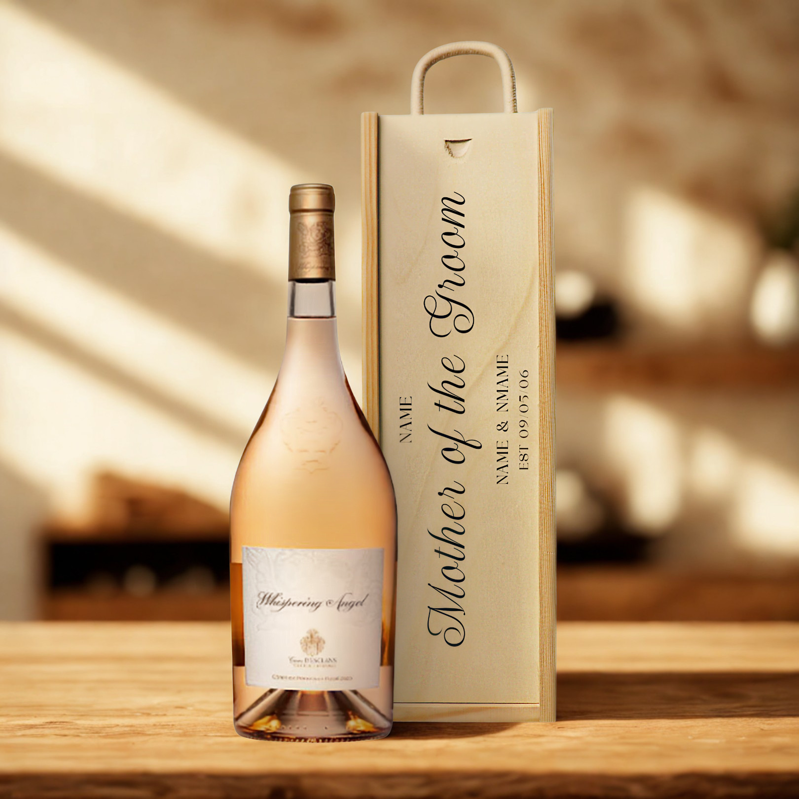 Personalised Mother of the Groom Wine Gift Set with Wooden Presentation Box