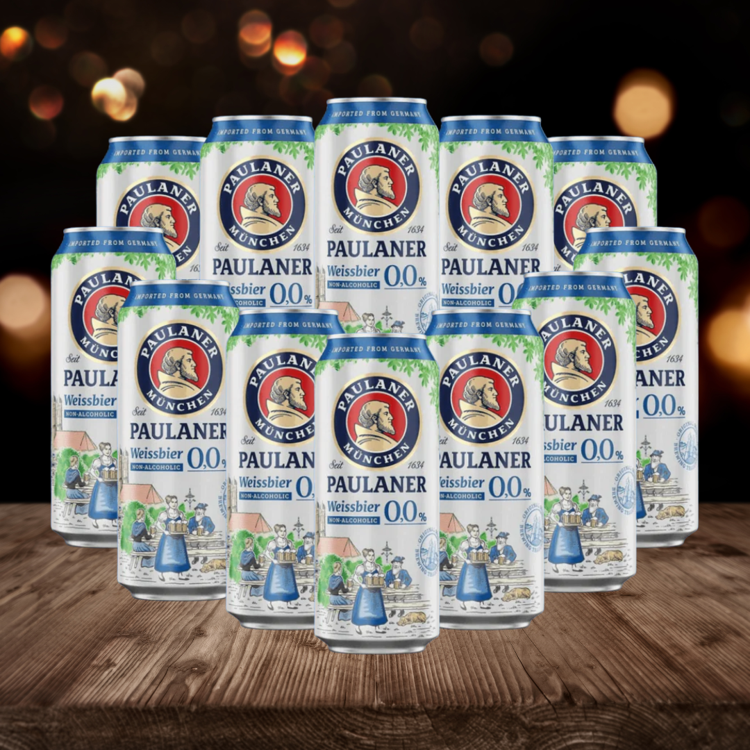 Paulaner Alcohol-Free Weissbier 500ml Cans – Premium German Wheat Beer | Non-Alcoholic Hefeweizen | Refreshing Bavarian Beer 0.0% ABV (Multipack)