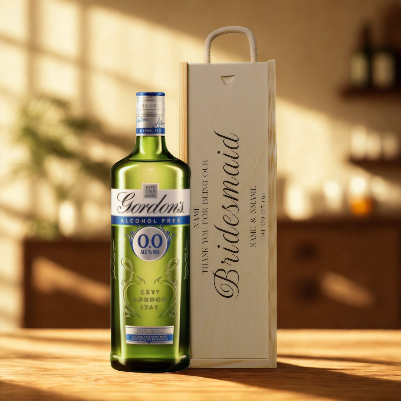 Personalised Bridesmaid Gin Gift Set with Wooden Presentation Box