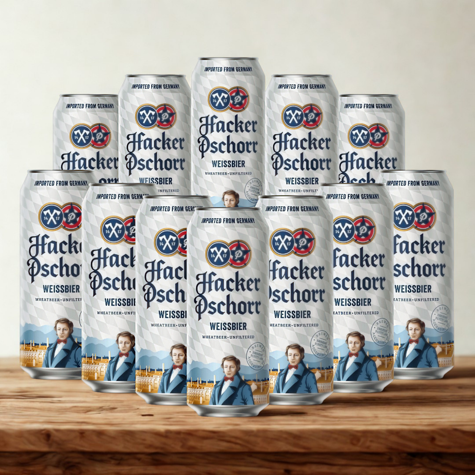 Hacker Pschorr Hefe Weissbier German Wheat Beer 500ml Cans - 5.5% ABV (Multipack)