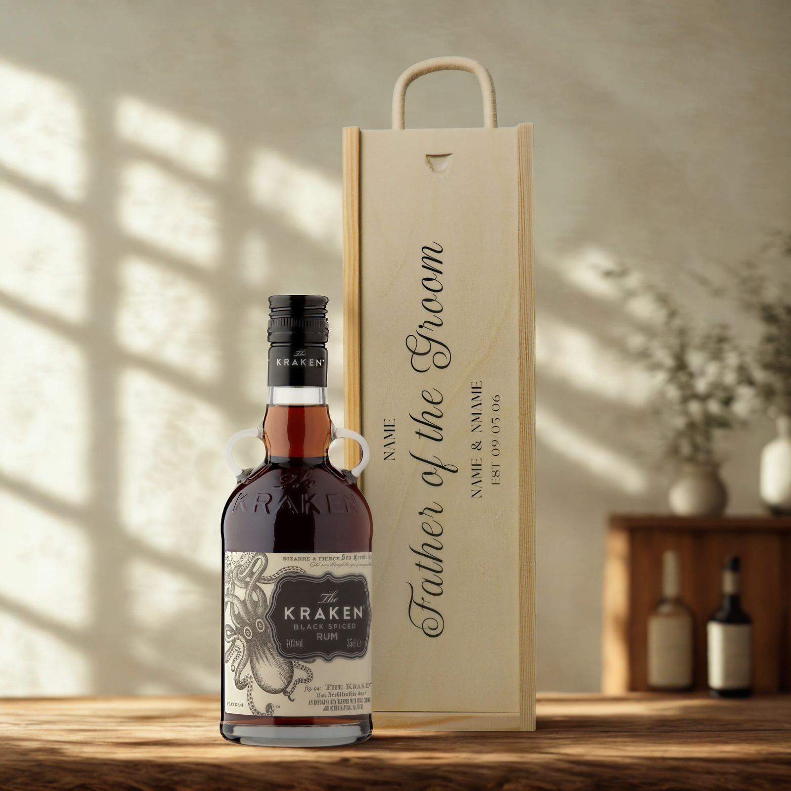Personalised Father Of The Groom Rum Gift Set With Wooden Presentation Box