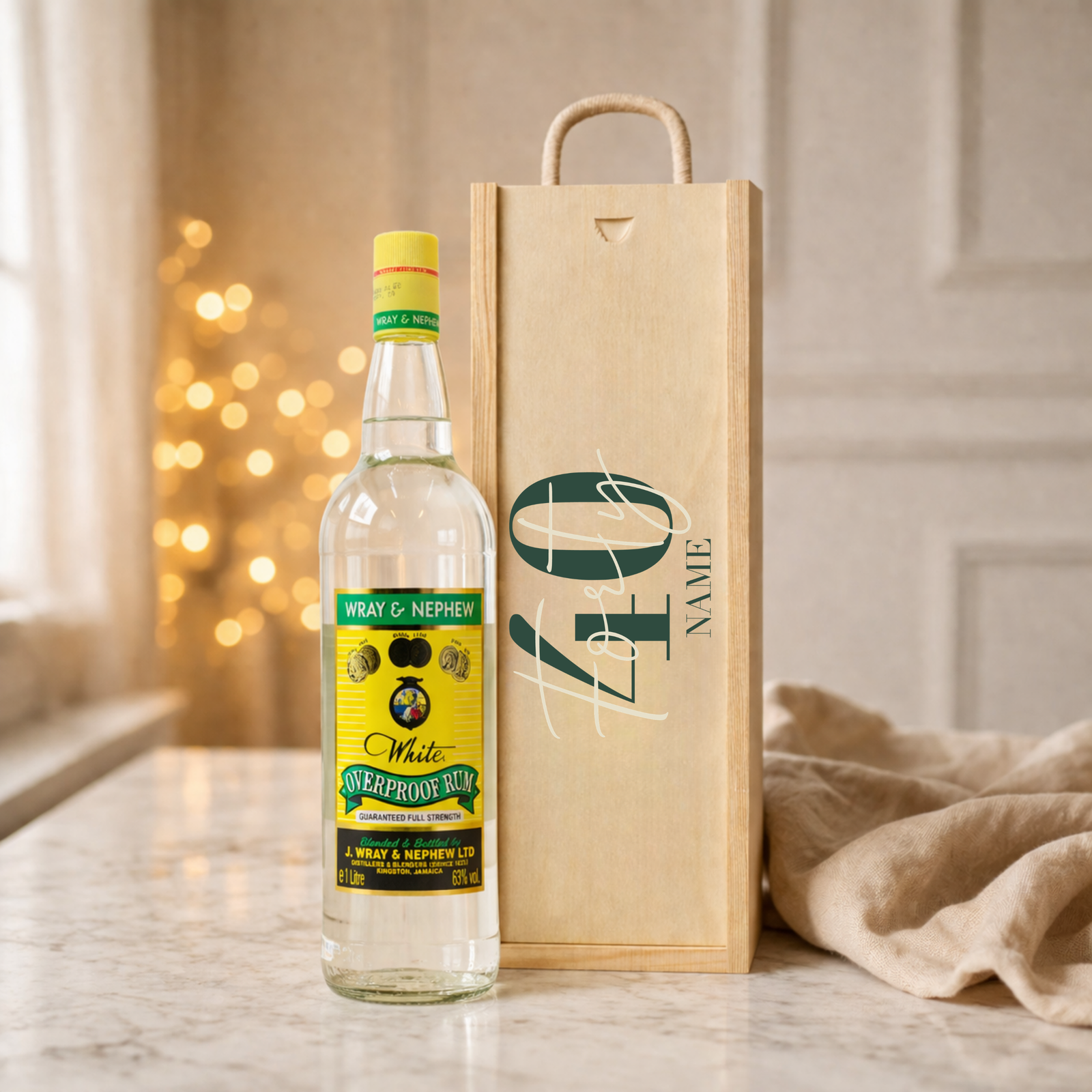 Personalised 40th Birthday Rum Gift Set – Rum with Personalised Lid