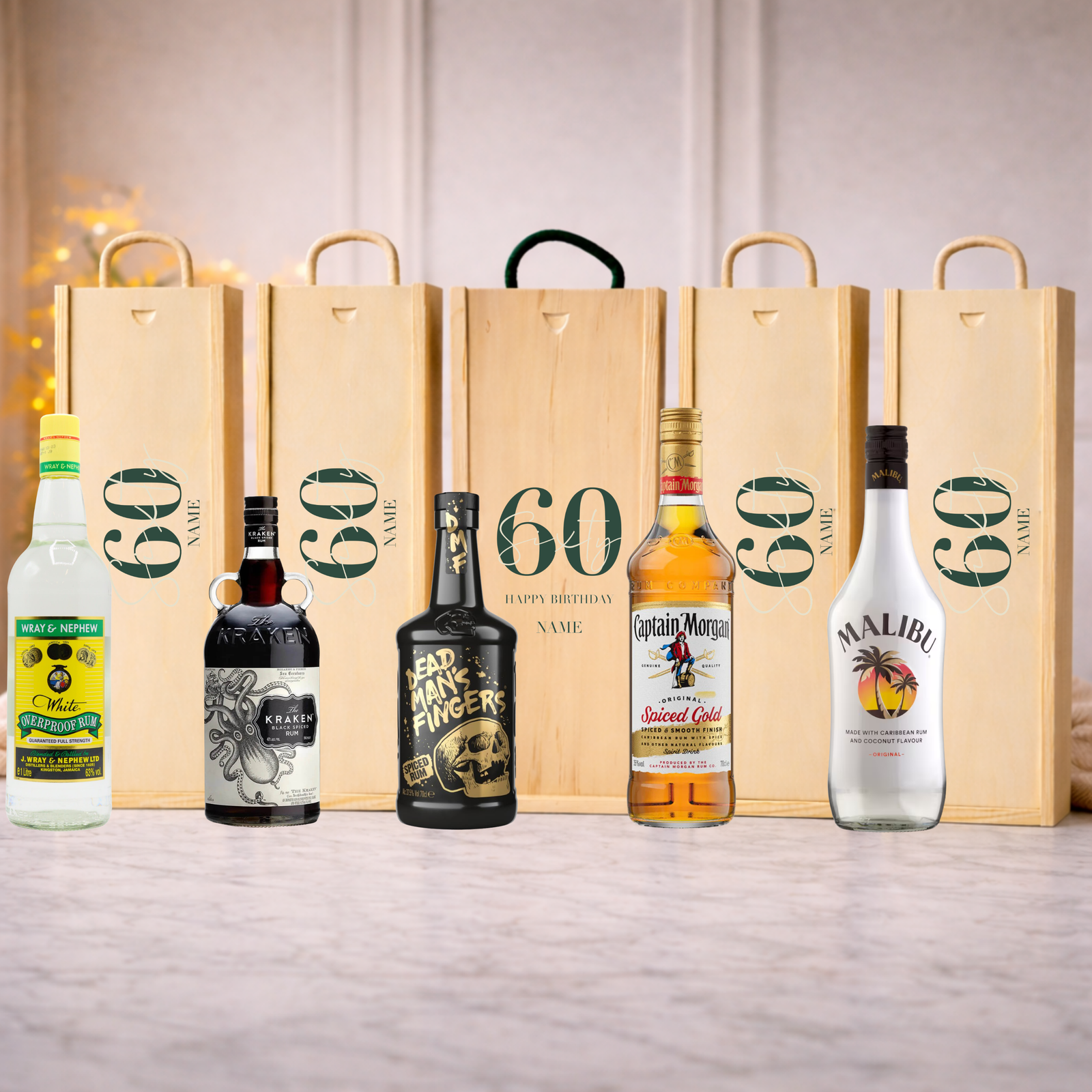 Personalised 60th Birthday Rum Gift Set – Rum with Personalised Lid