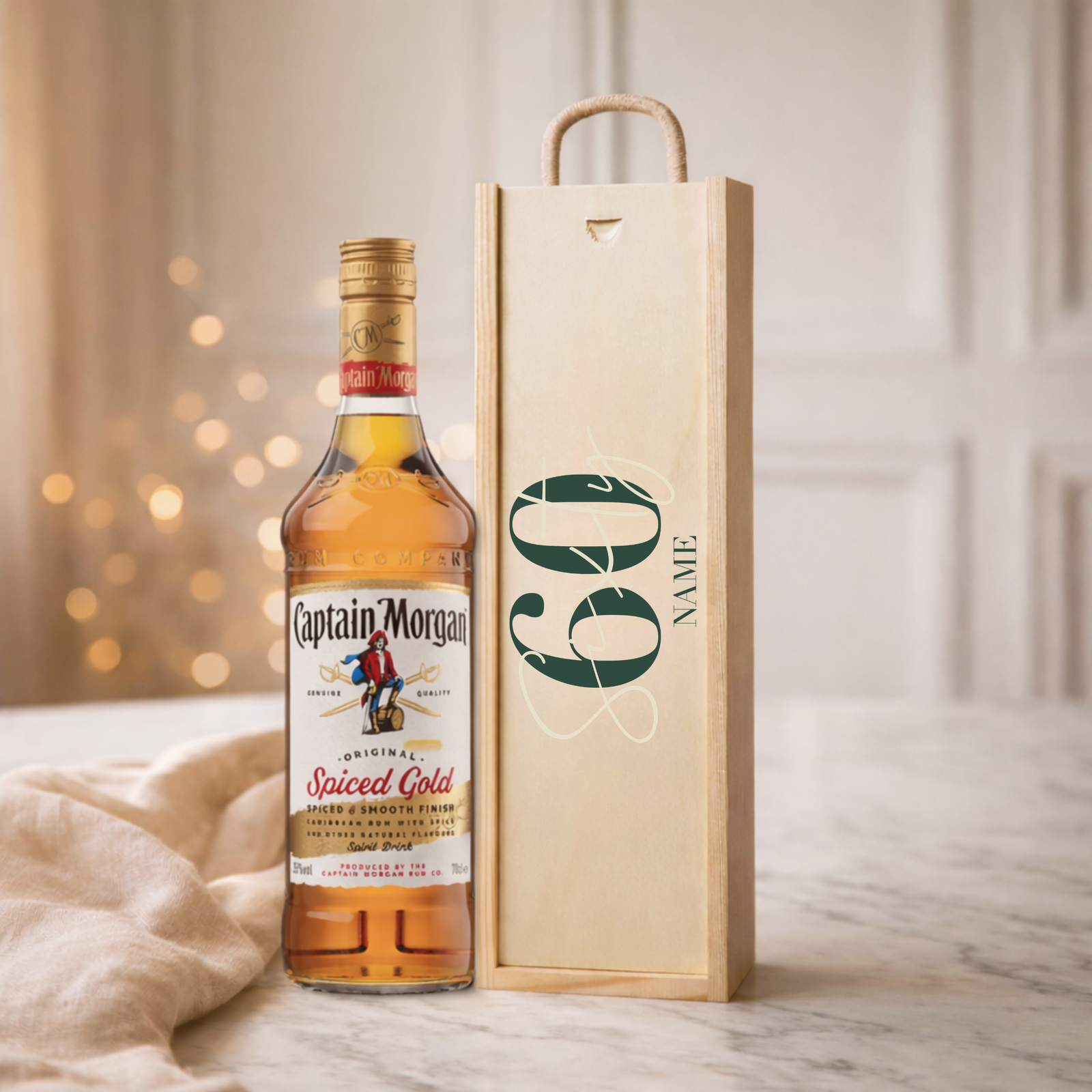 Personalised 60th Birthday Rum Gift Set – Rum with Personalised Lid
