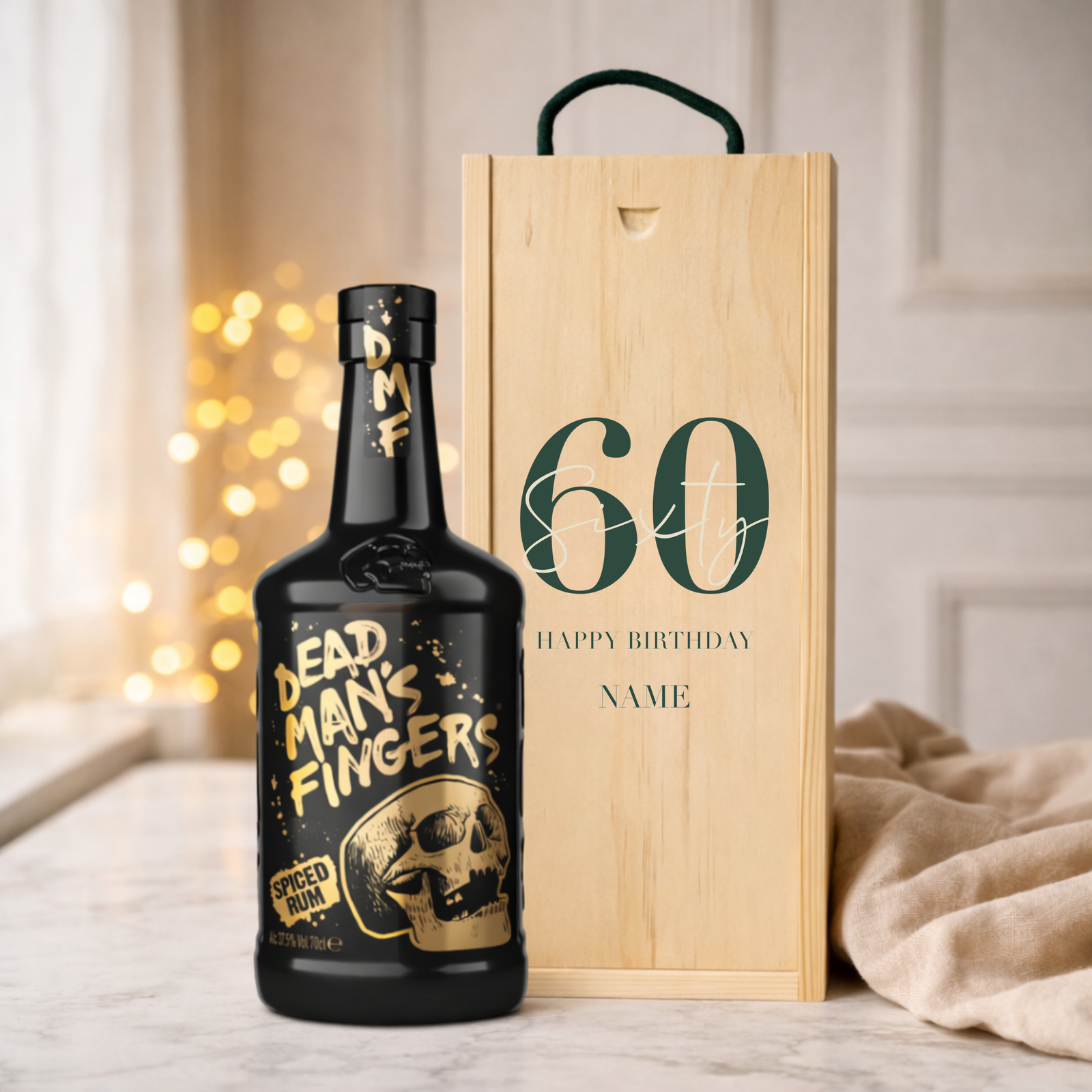 Personalised 60th Birthday Rum Gift Set – Rum with Personalised Lid