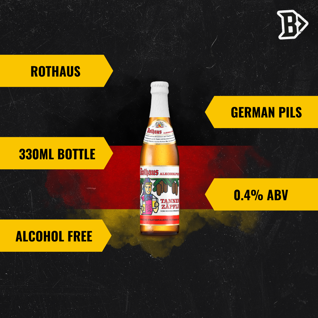 Rothaus German Alkoholfrei Tannenzäpfle Pils 330ml Bottles - 0.4% ABV (12 Pack) - BBE 4/3/26