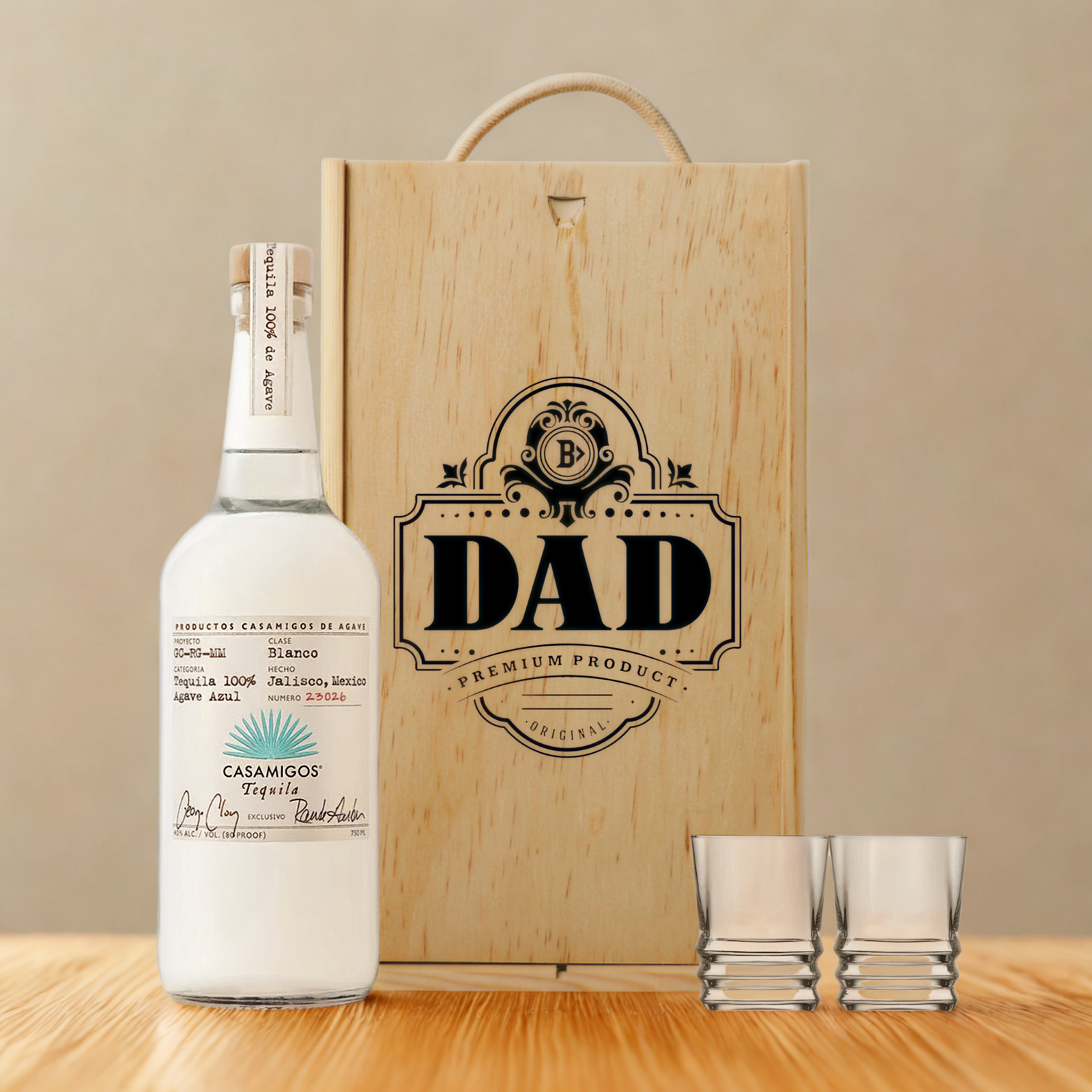 Best Dad Tequila Gift Set Premium Tequila with Shot Glasses – 70cl
