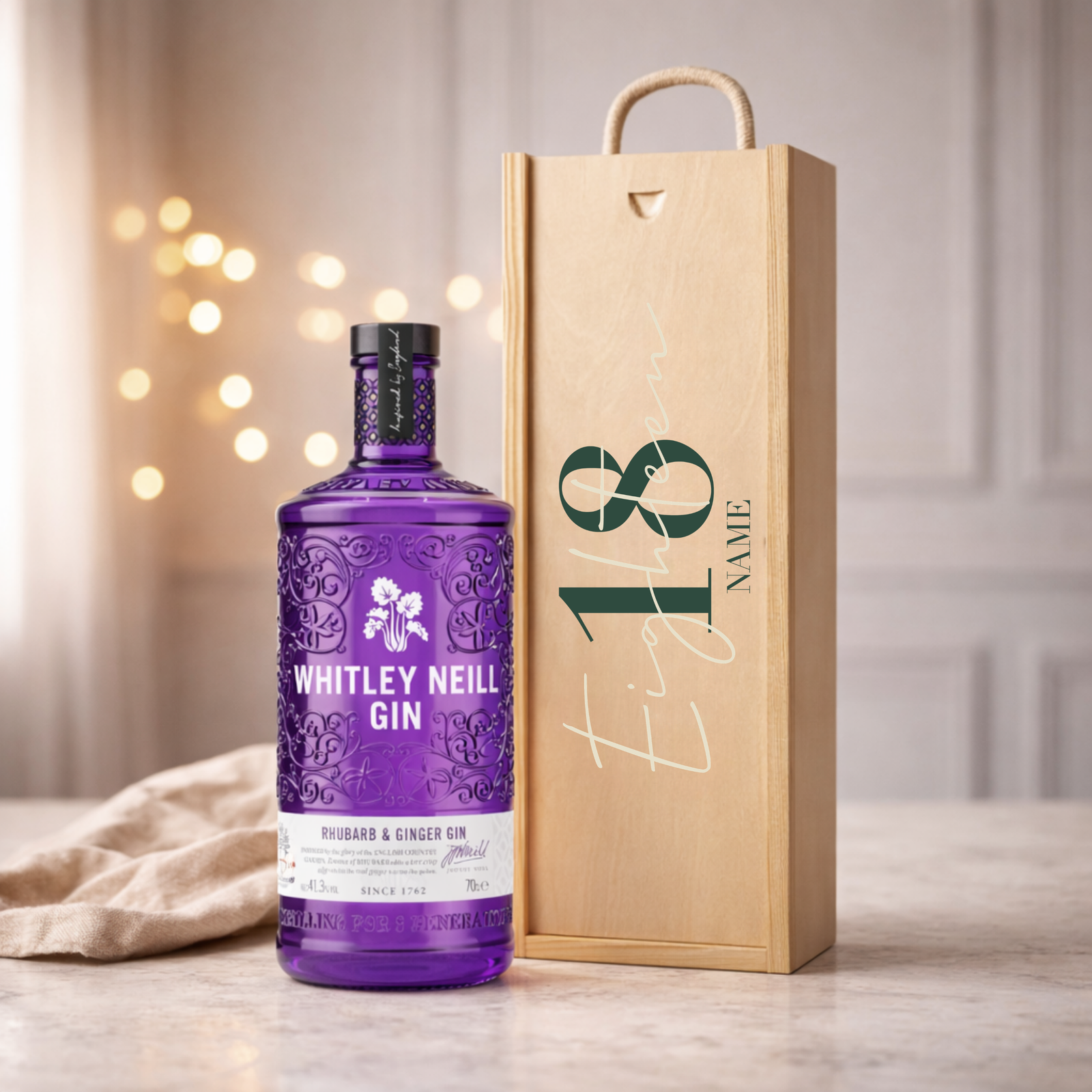 Personalised 18th Birthday Gin Gift Set – 70cl with Personalised Lid