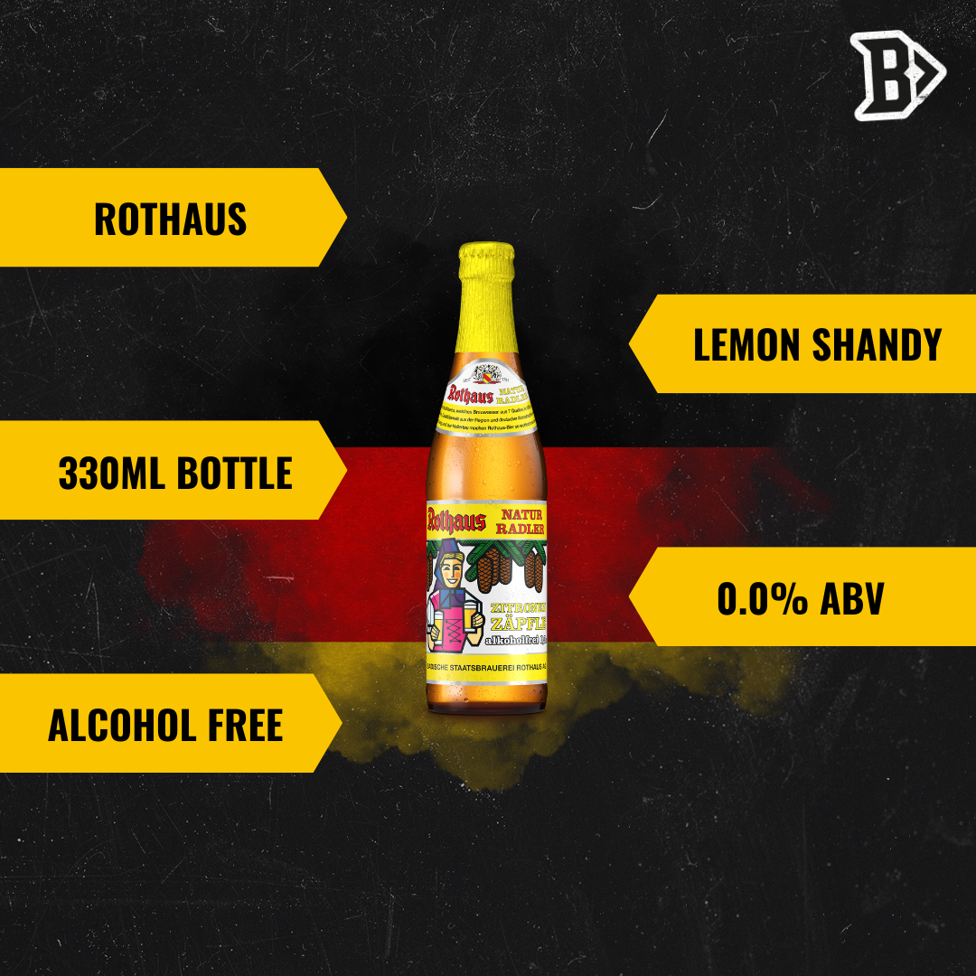 Rothaus Alcohol Free Lemon Natur Radler Zitronen Zapfle 330ml Bottles - 0.0% ABV (12 Pack)