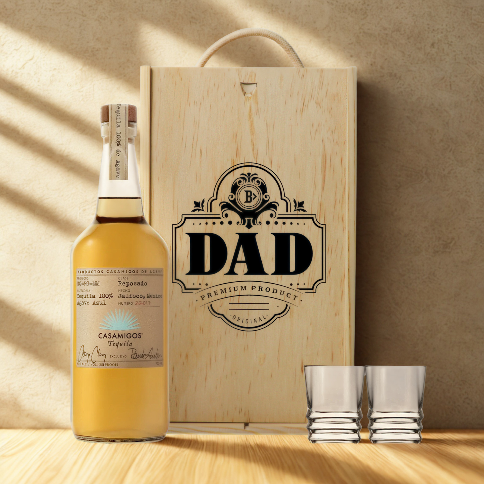 Best Dad Tequila Gift Set Premium Tequila with Shot Glasses – 70cl