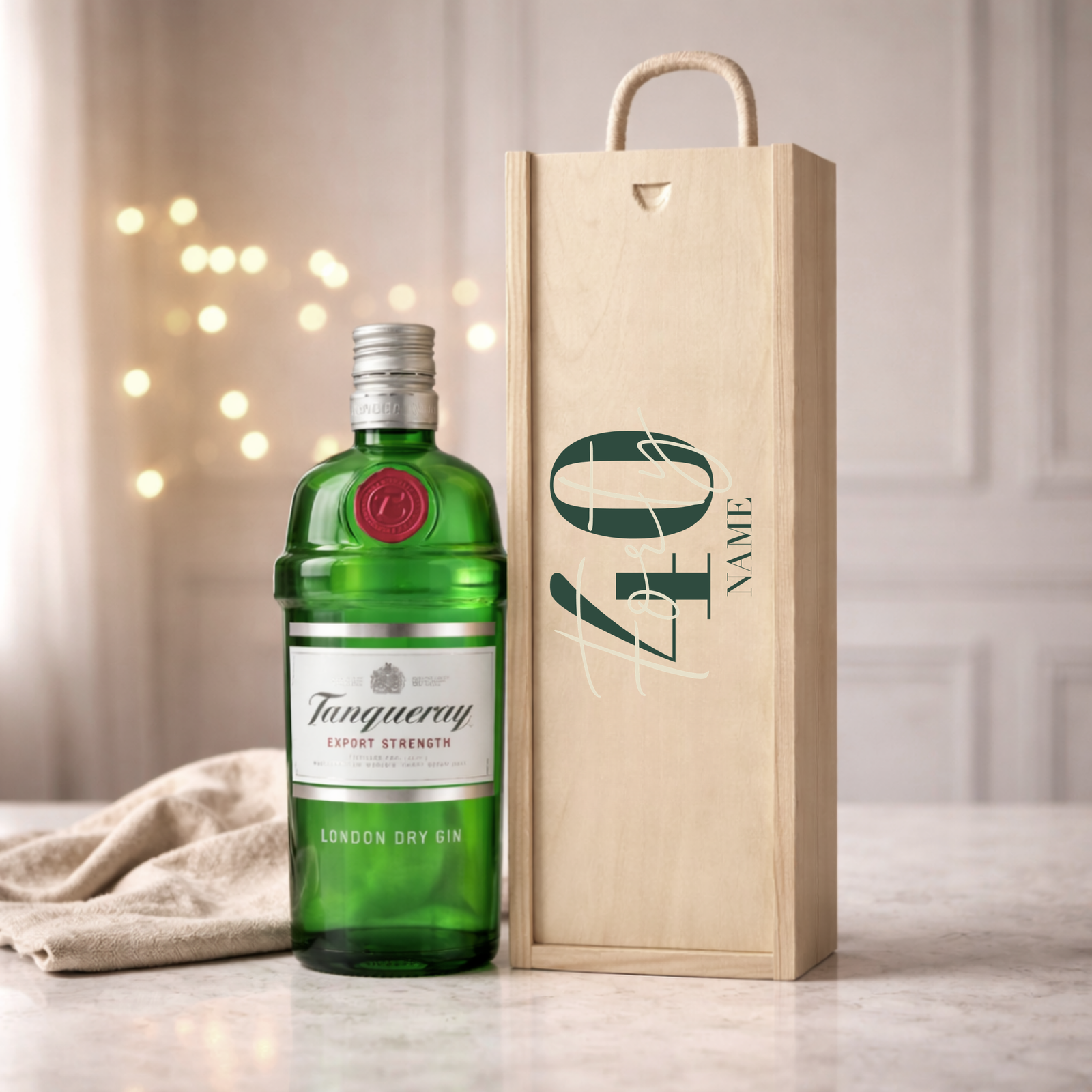 Personalised 40th Birthday Gin Gift Set – 70cl with Personalised Lid