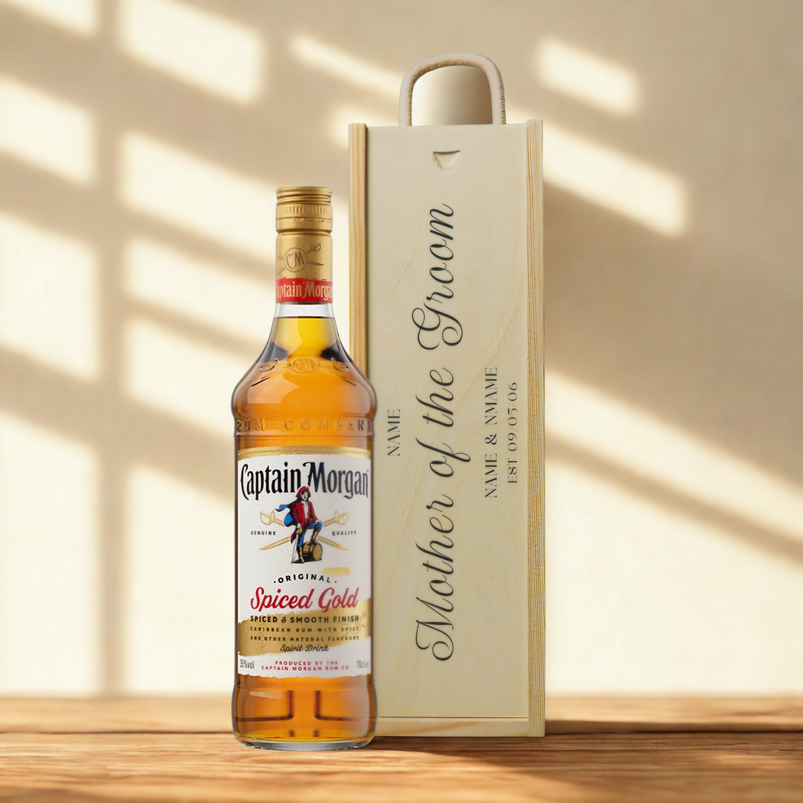 Personalised Mother of the Groom Rum Gift Set with Wooden Presentation Box