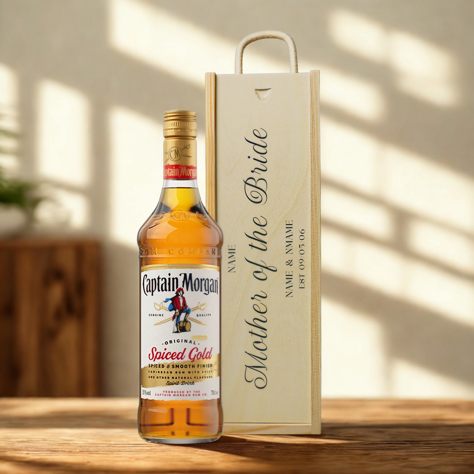 Personalised Mother of the Bride Rum Gift Set with Wooden Presentation Box