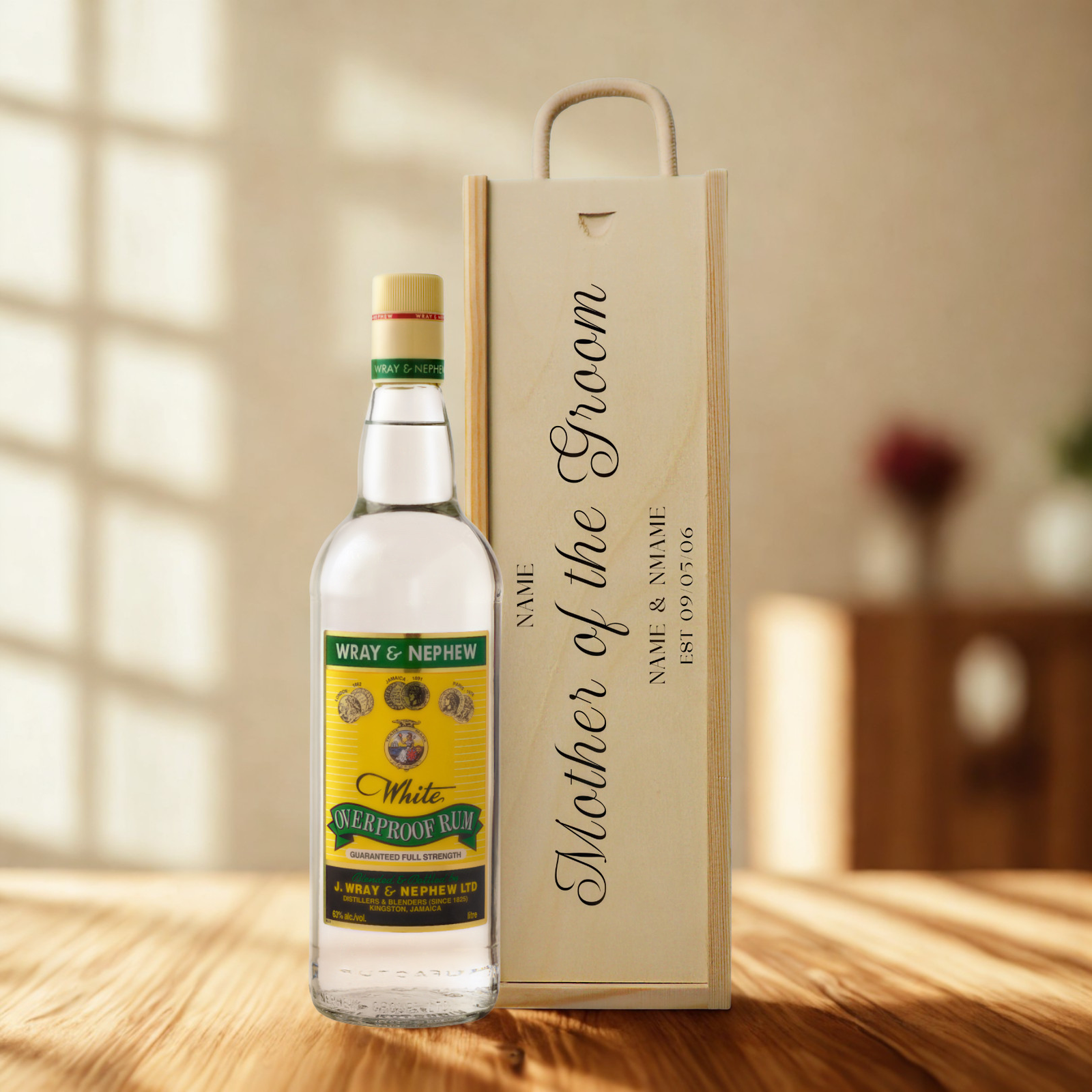 Personalised Mother of the Groom Rum Gift Set with Wooden Presentation Box