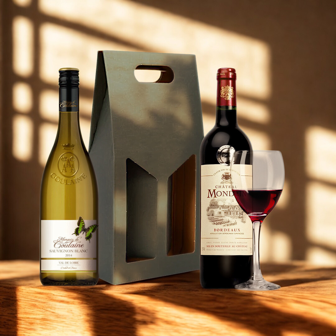 French Classic Red & White Wine Gift Set Collection – Goulaine Sauvignon Blanc & Château Mondain Bordeaux (2 x 75cl)