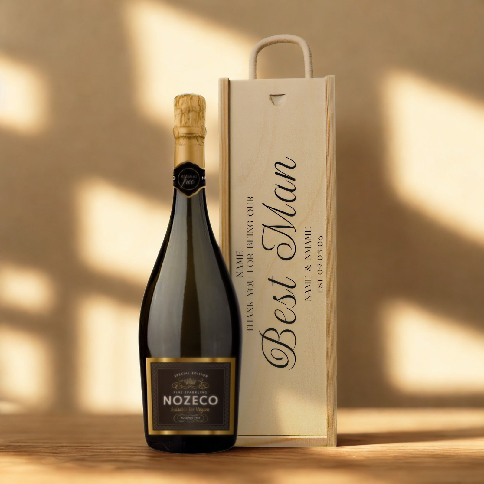 Personalised Best Man Champagne & Sparkling Gift Set with Wooden Presentation Box