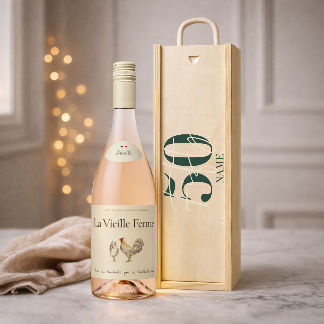Personalised 50th Birthday Rosé Wine Gift Set – 75cl Provence Rosé with Personalised Lid