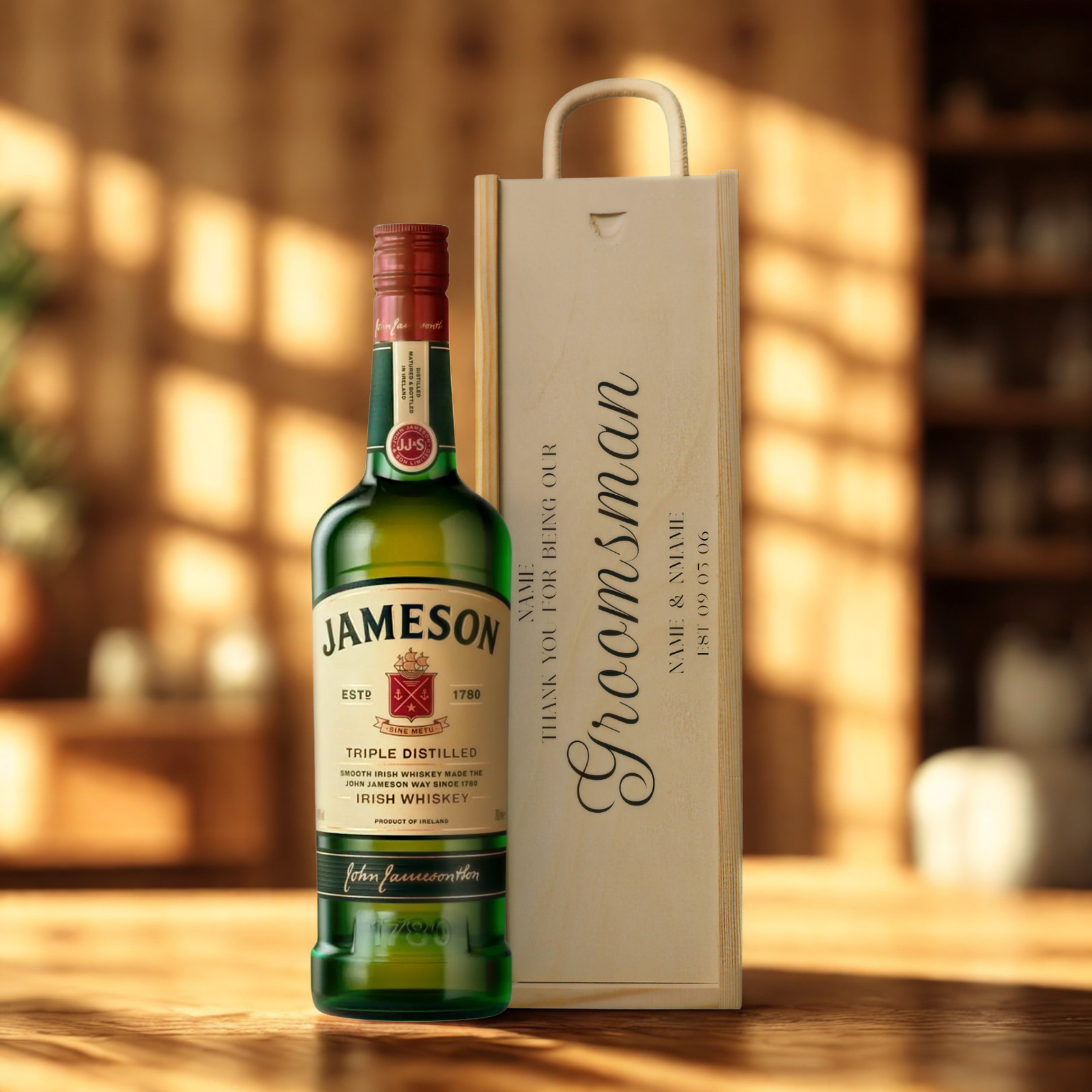Personalised Groomsmen Whisky Gift Set with Wooden Gift Box