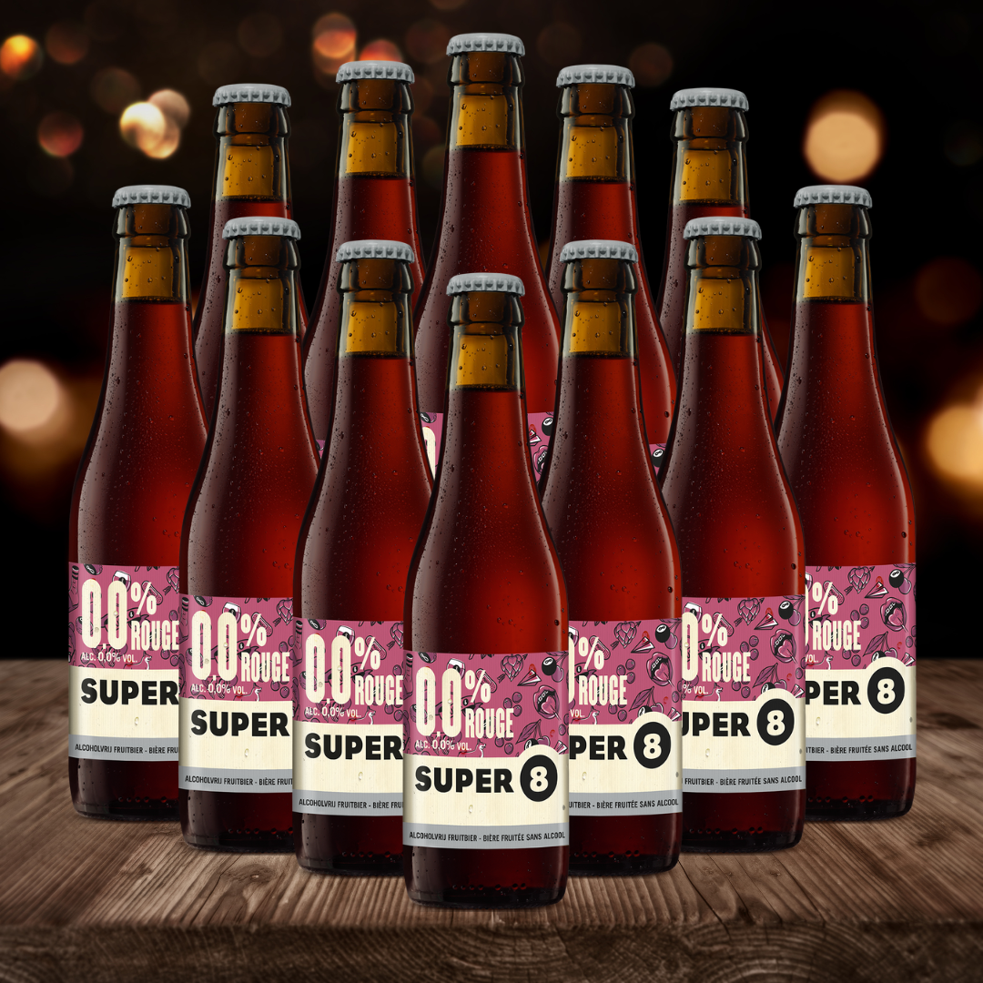 Haacht Super 8 Rouge Belgian Beer 330ml Bottles - 0.0% ABV (Multipack)