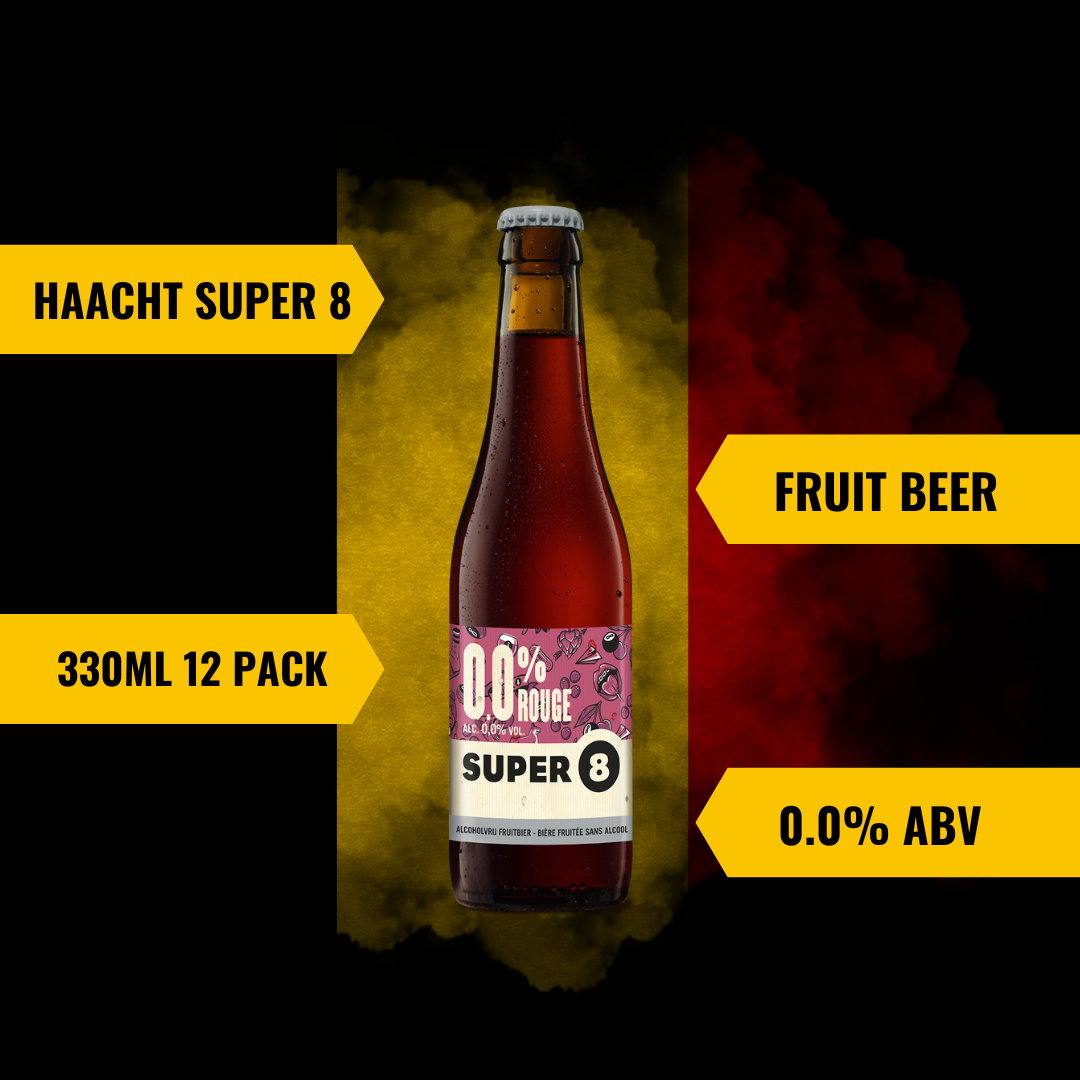 Haacht Super 8 Rouge Belgian Beer 330ml Bottles - 0.0% ABV (Multipack)