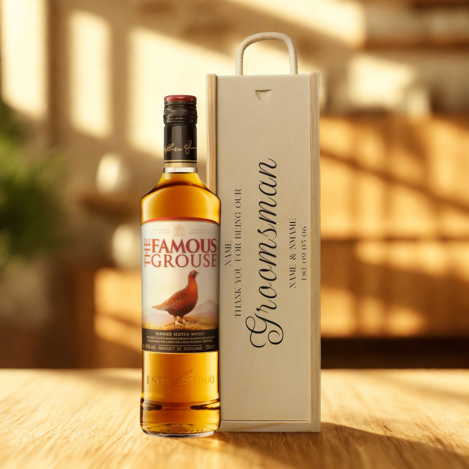 Personalised Groomsmen Whisky Gift Set with Wooden Gift Box