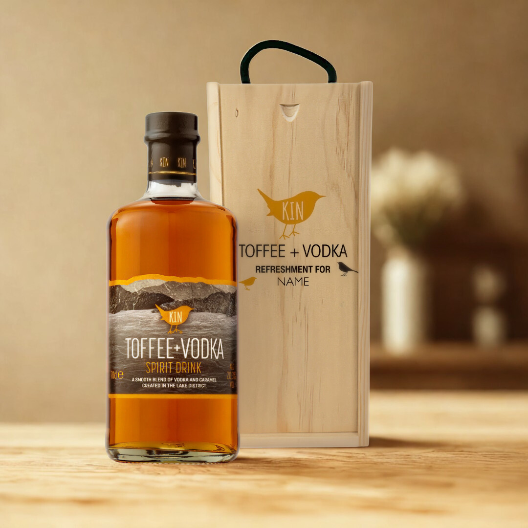 Personalised Kin Toffee Vodka Gift Set – 20.3% ABV (70cl)