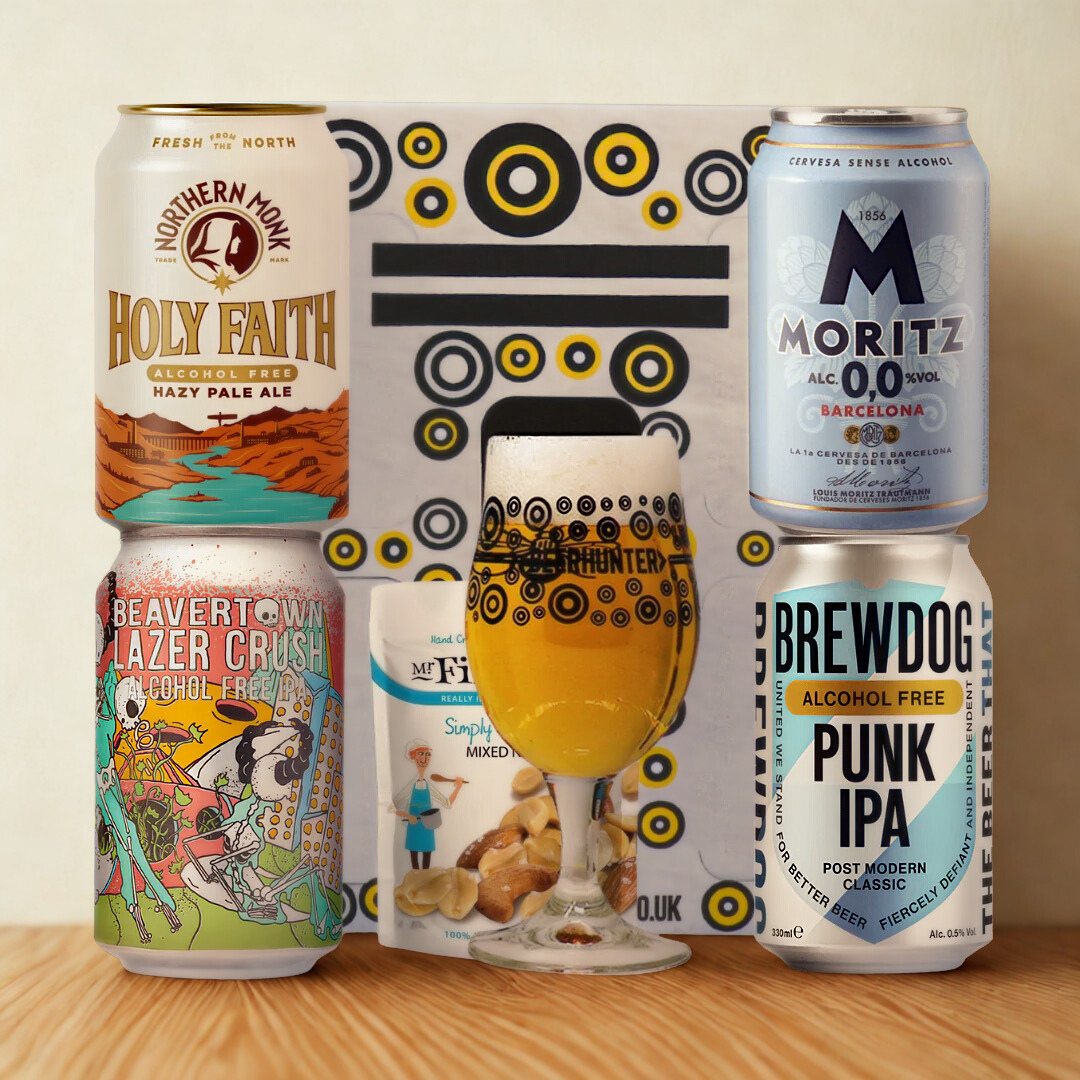 Alcohol Free Craft Beer 4 Can Gift Set with Branded Glass
