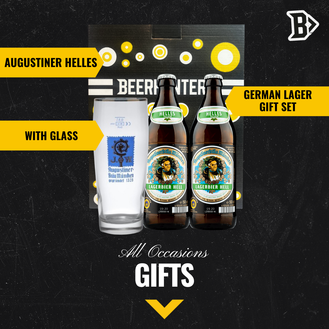 Augustiner Helles German Lager Gift Set with Official Augustiner Glass (2 Pack) - BEERHUNTER