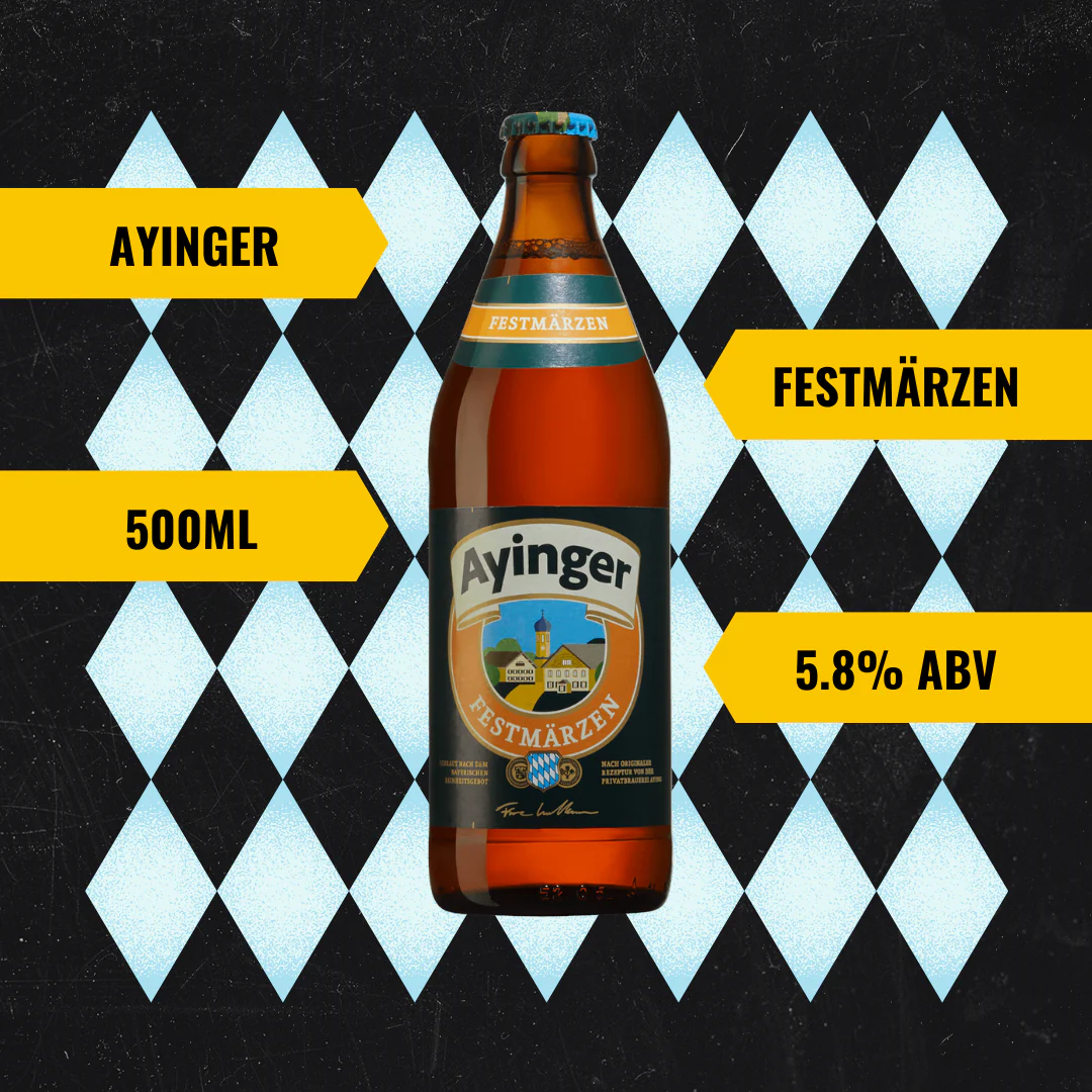 Ayinger Festmärzen Oktoberfest 500ml Bottles with FREE Ayinger Stein - 5.8% ABV (8 Pack) - BEERHUNTER