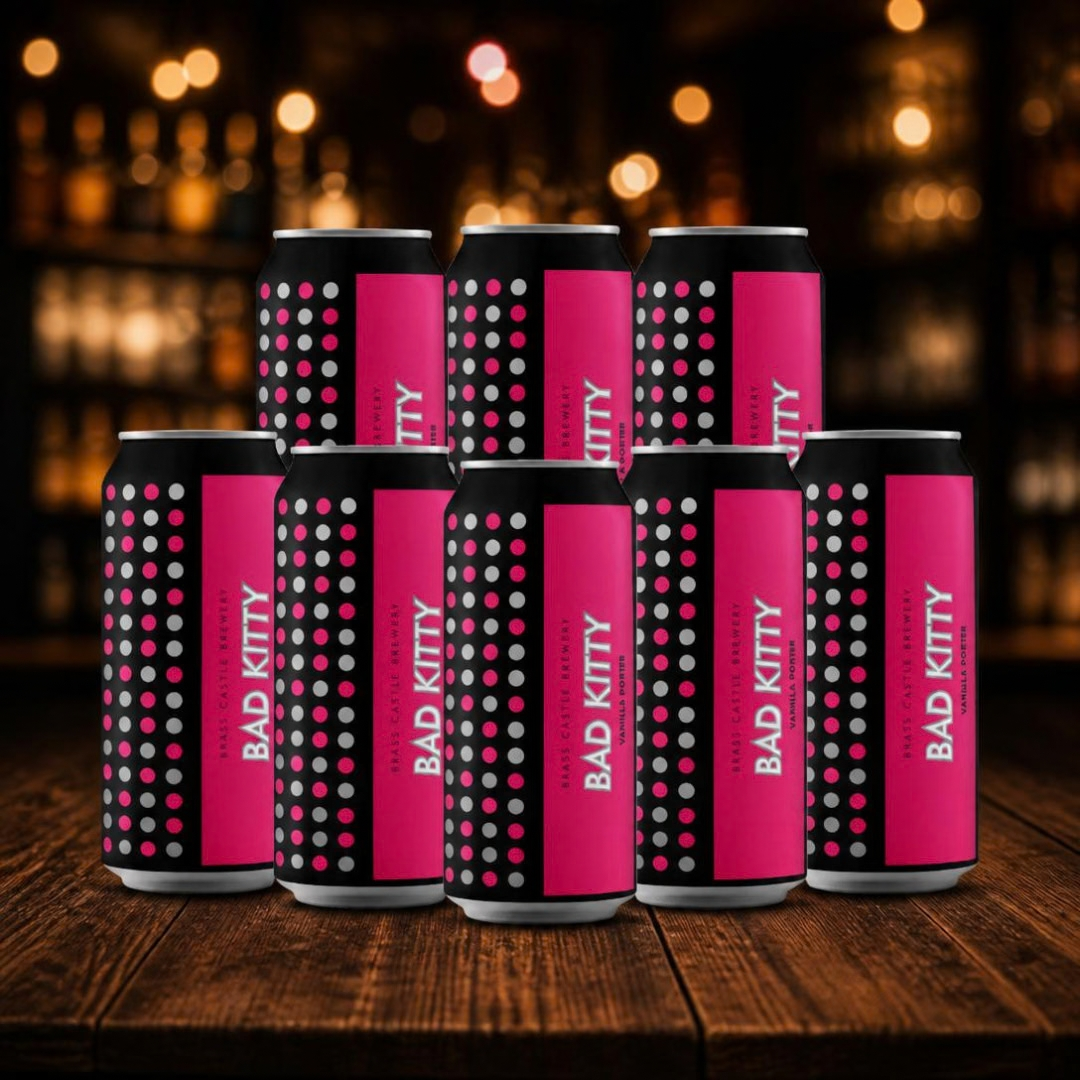 Brass Castle British Gluten Free Vanilla Porter Bad Kitty 440ml Cans - 5.5% ABV (8 Pack)