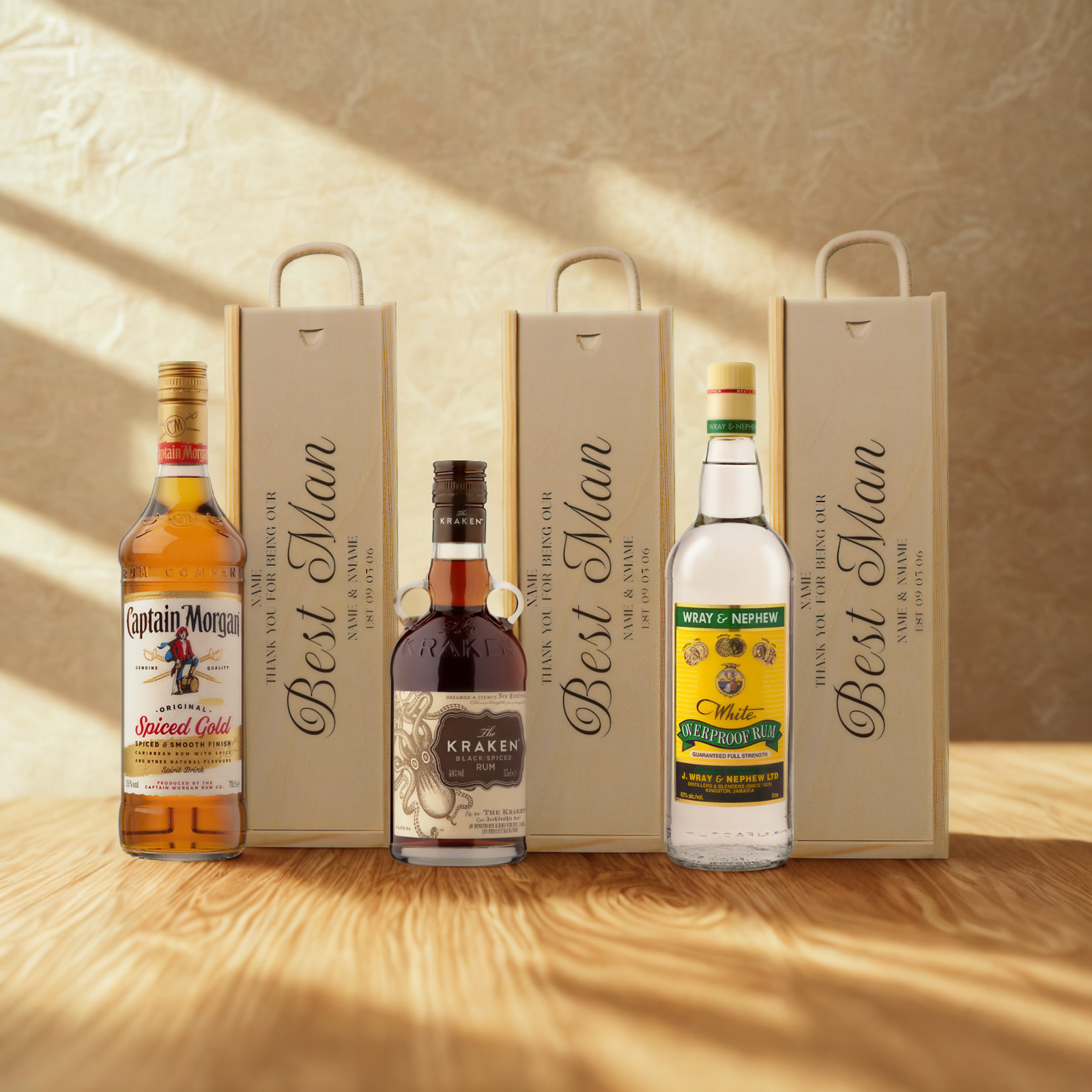 Personalised Best Man Rum Gift Set with Wooden Presentation Box