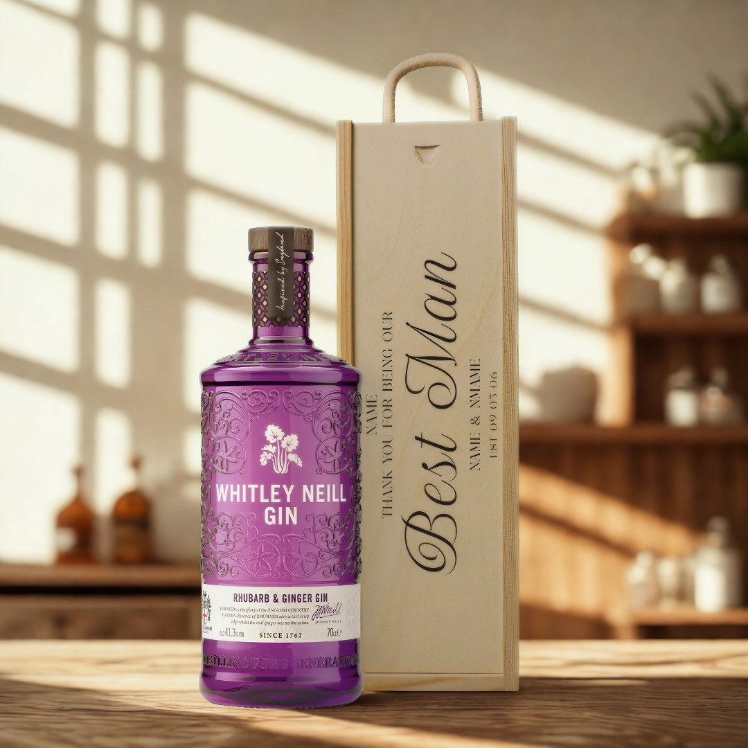 Personalised Best Man Gin Gift Set with Wooden Presentation Box