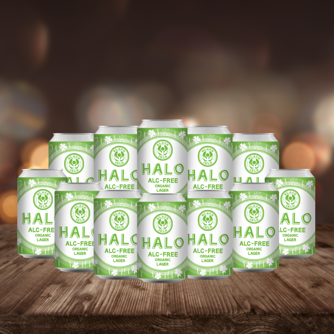Black Isle Halo Organic Alcohol Free Lager 330ml Cans - 0.3% ABV (12 pack)