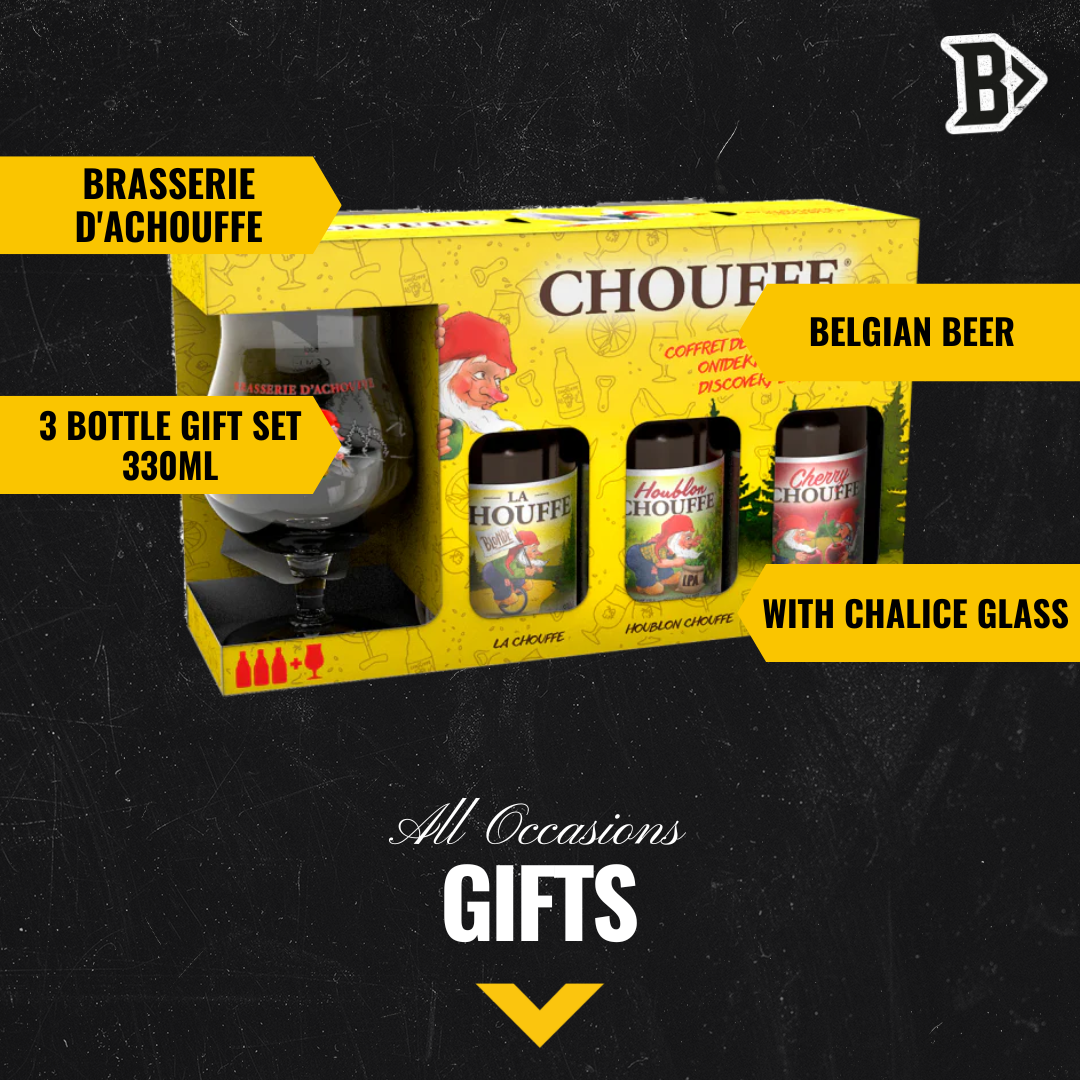 Brasserie d'Achouffe Belgian Beer Gift Set with Chalice Glass - BEERHUNTER