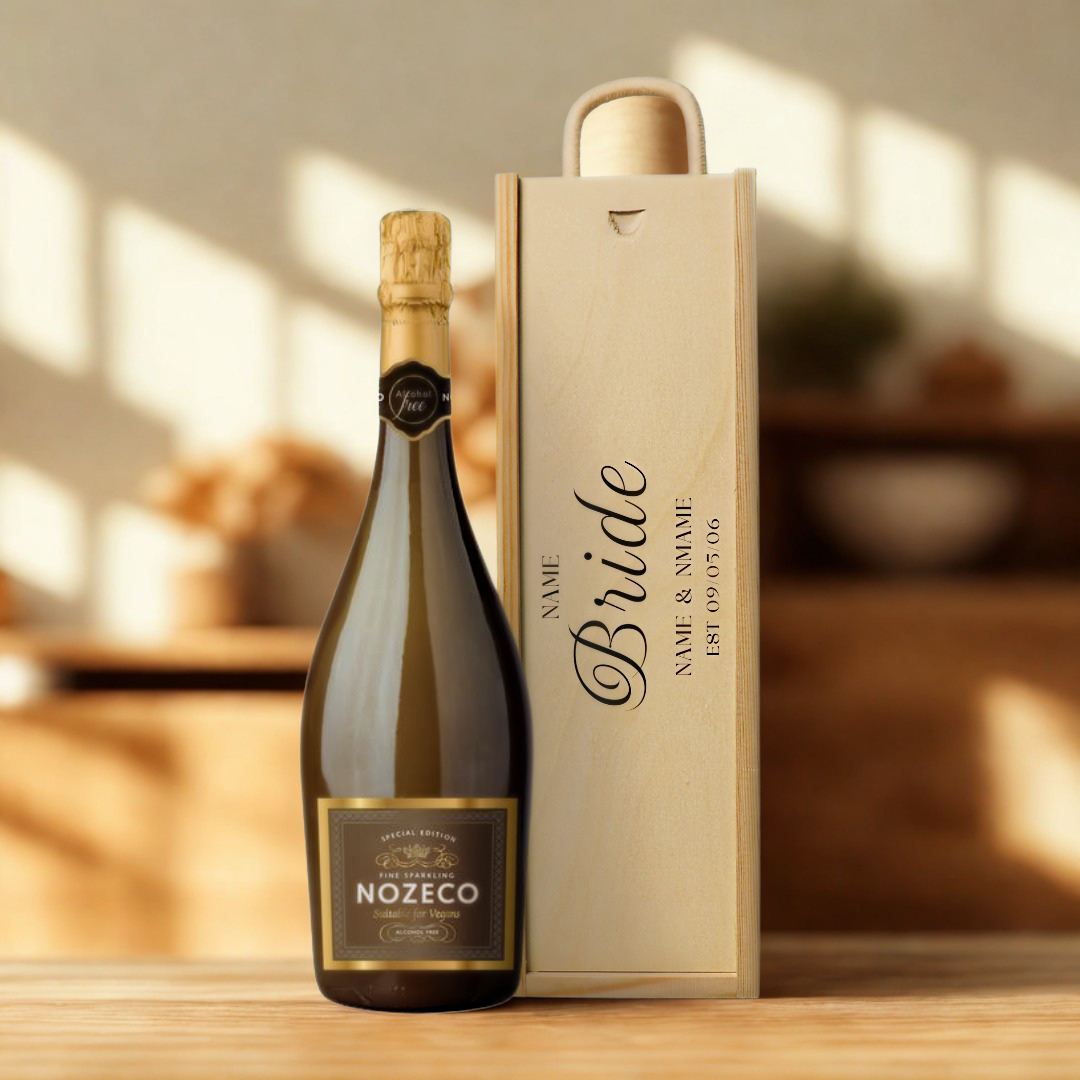 Personalised Bride Champagne & Sparkling Gift Set with Wooden Presentation Box
