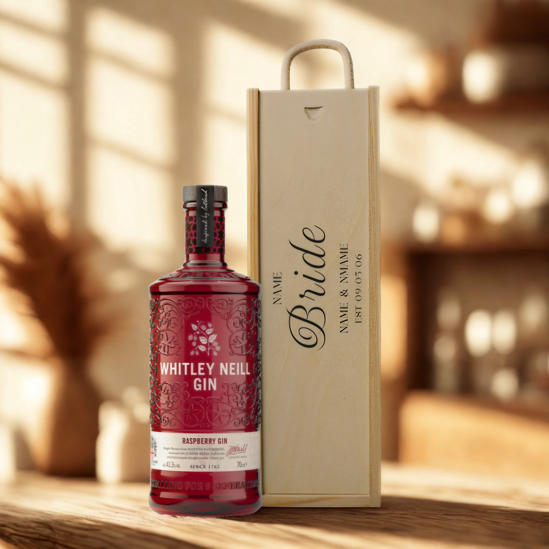 Personalised Bride Gin Gift Set with Wooden Presentation Box