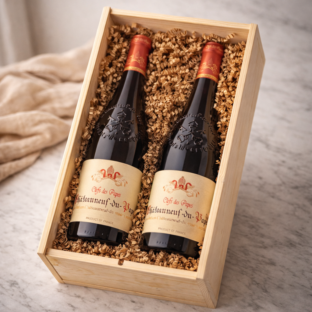 Personalised 60th Birthday Chateauneuf Du Pape Red Wine Gift Set Two x 75cl