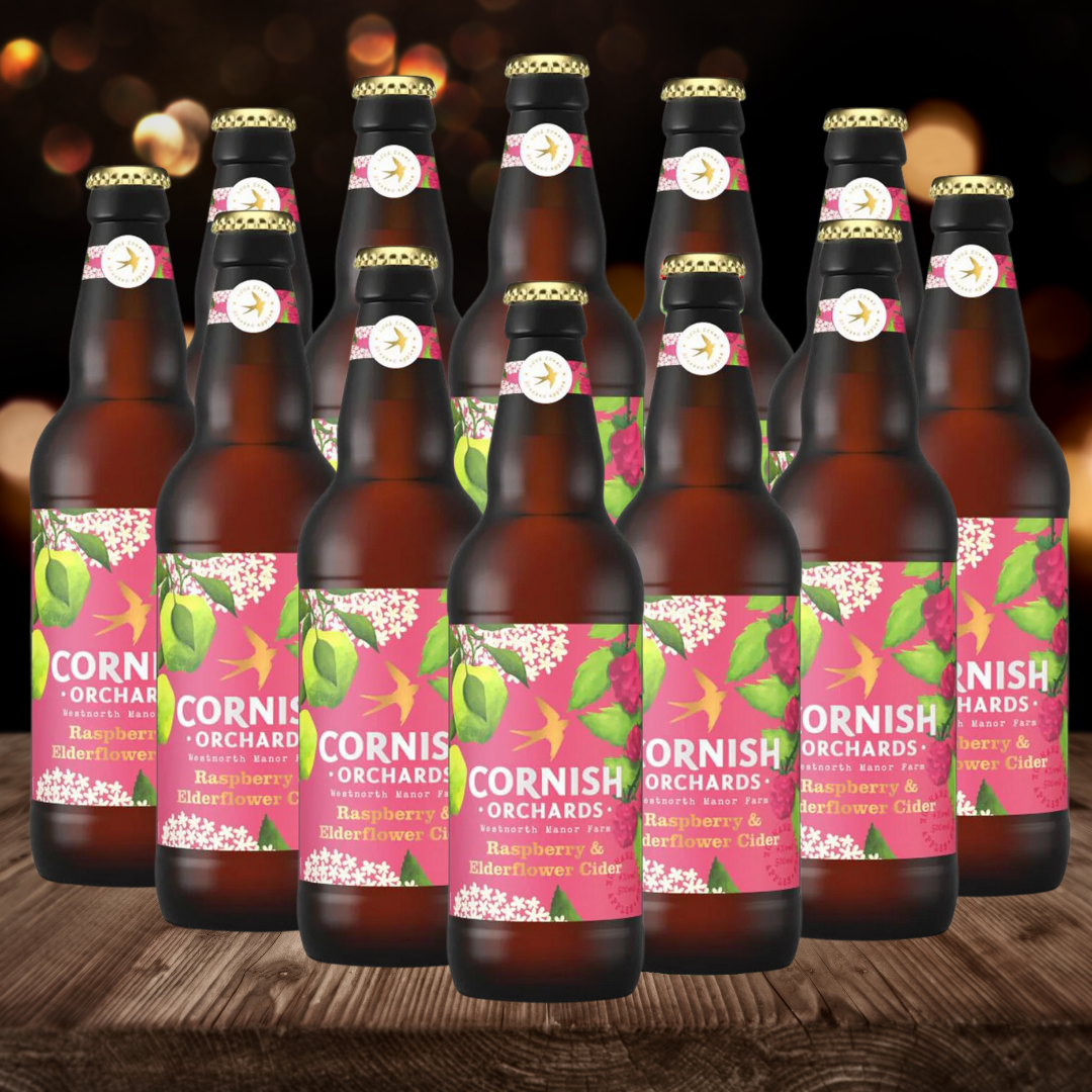 Cornish Orchards British Raspberry & Elderflower Cider 500ml Bottles - 4.00% ABV (12 Pack) - BEERHUNTER