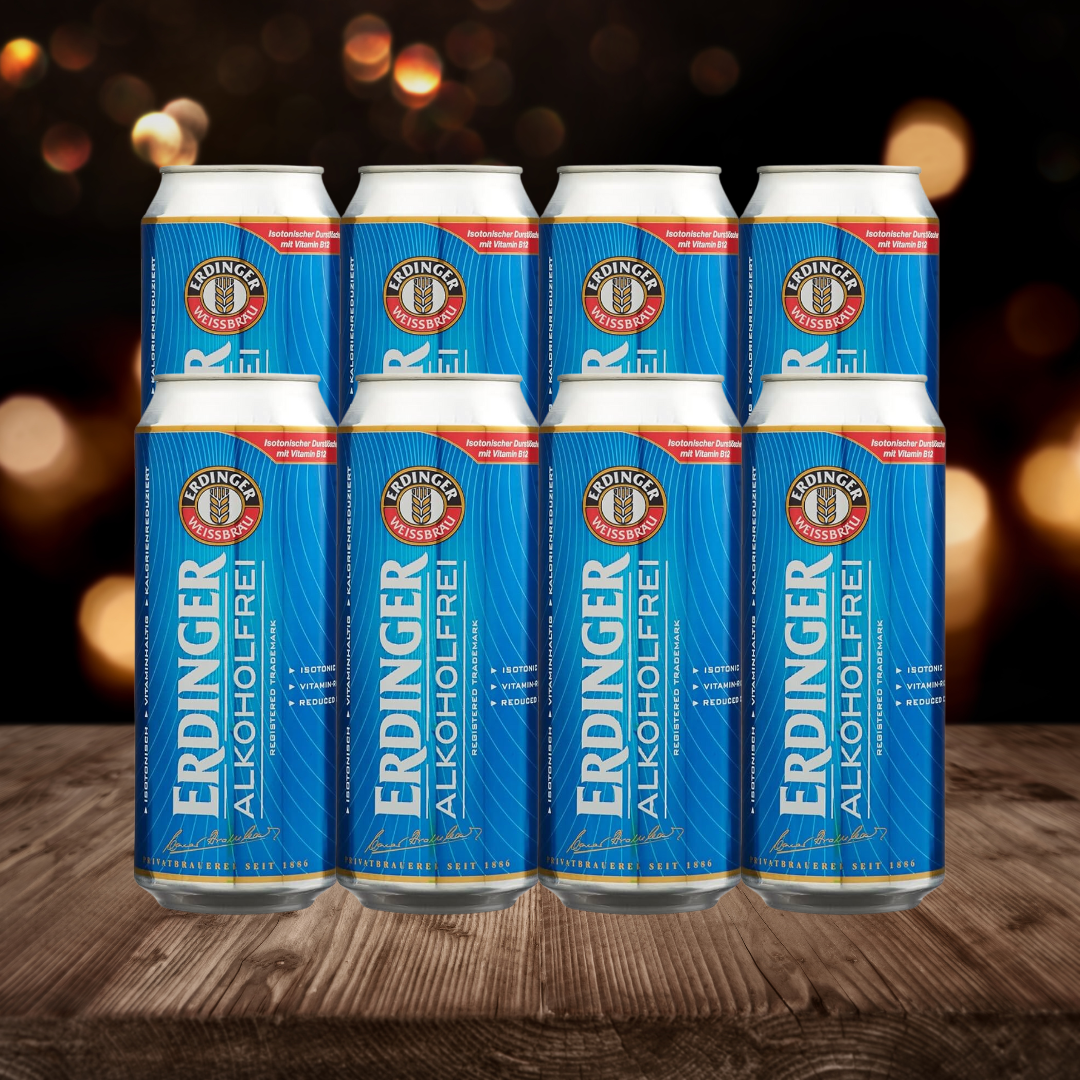 ERDINGER Alkoholfrei German Alcohol Free Wheat Beer 500ml Cans - 0.5% ABV (8 Pack)