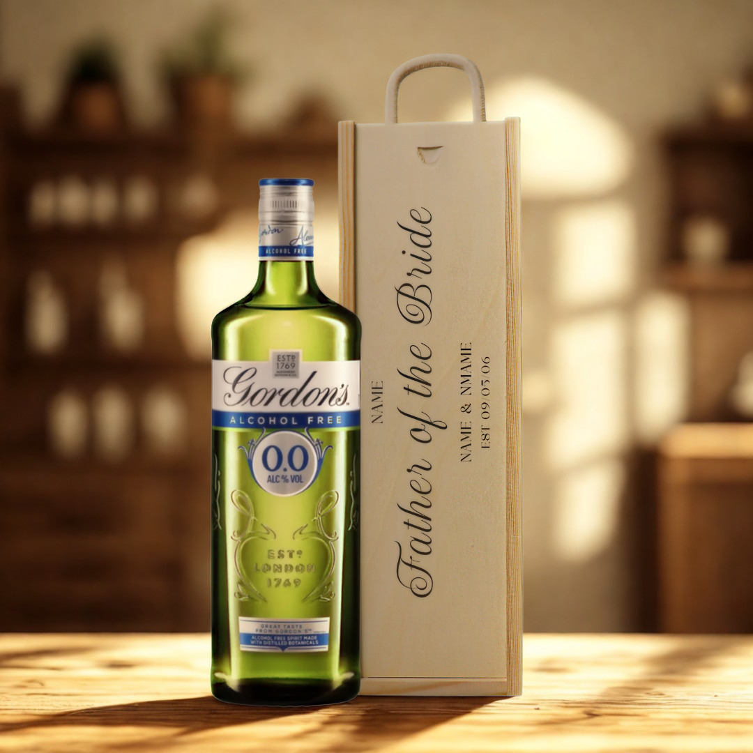 Personalised Father of the Bride Gin Gift Set with Wooden Presentation Box