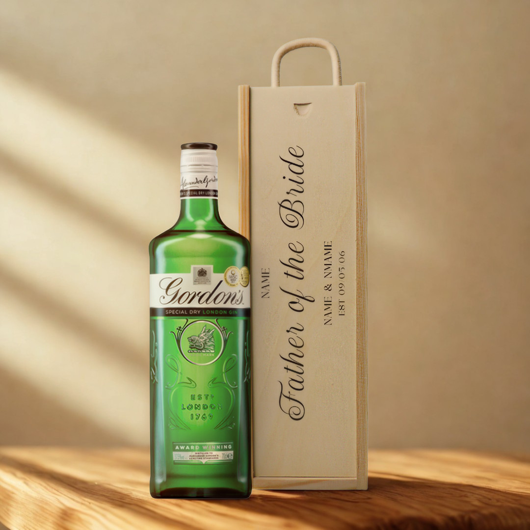Personalised Father of the Bride Gin Gift Set with Wooden Presentation Box