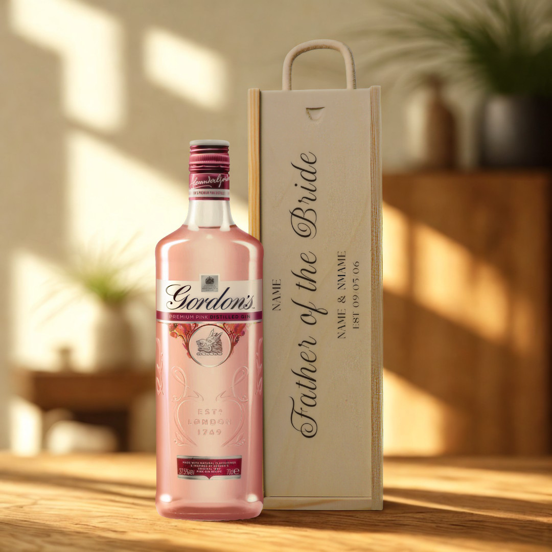 Personalised Father of the Bride Gin Gift Set with Wooden Presentation Box