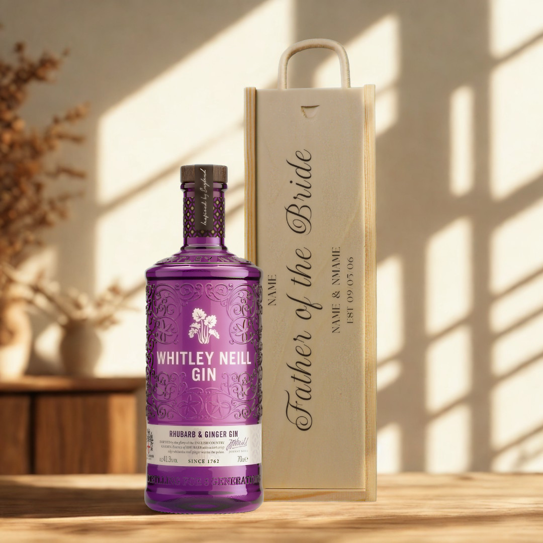 Personalised Father of the Bride Gin Gift Set with Wooden Presentation Box