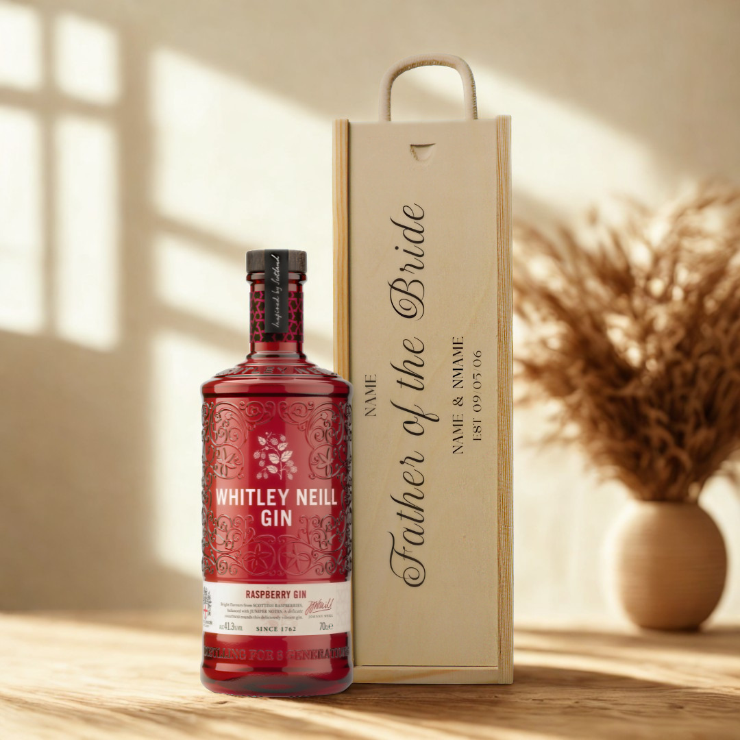 Personalised Father of the Bride Gin Gift Set with Wooden Presentation Box