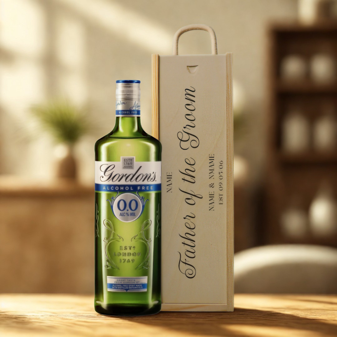 Personalised Father of the Groom Gin Gift Set with Wooden Presentation Box