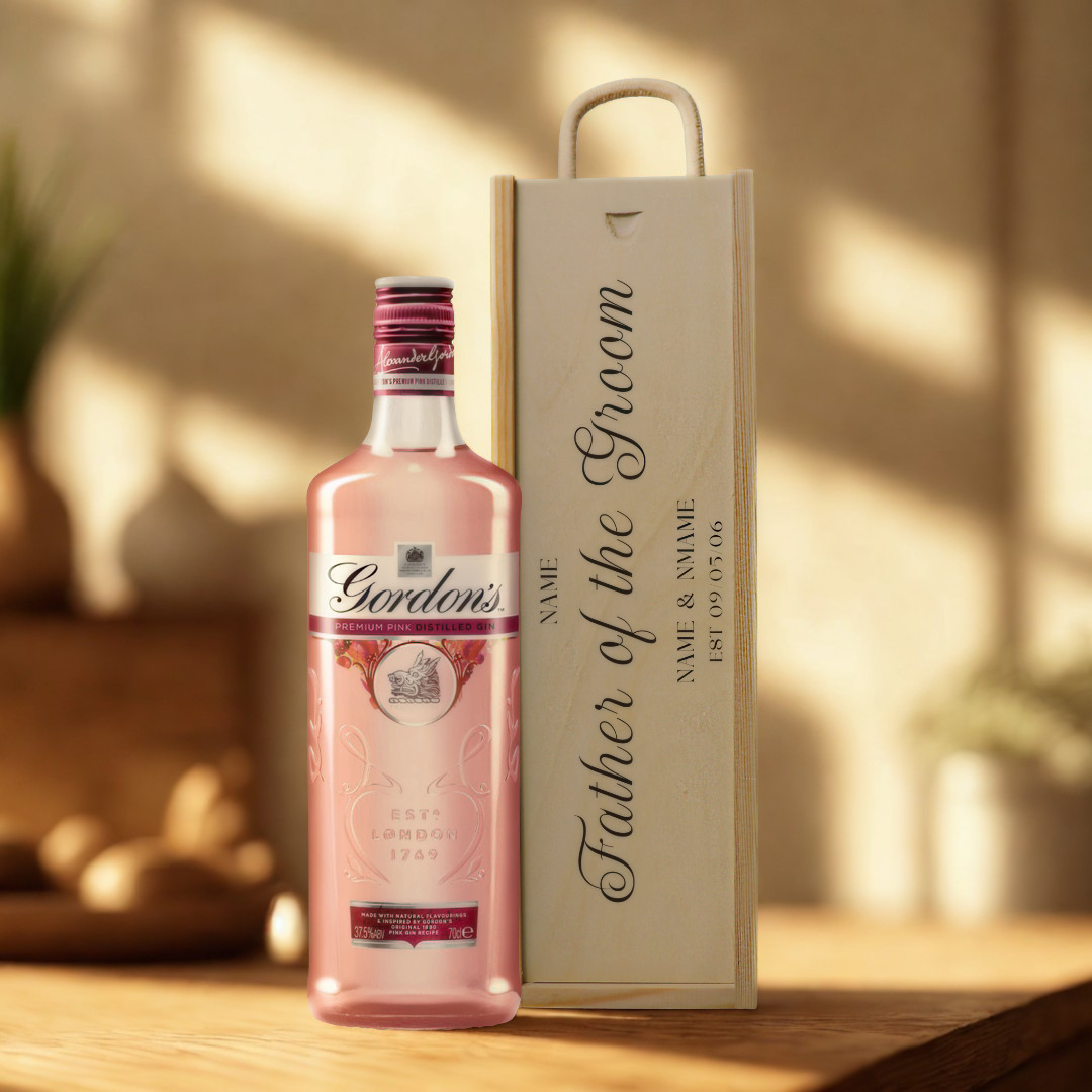 Personalised Father of the Groom Gin Gift Set with Wooden Presentation Box