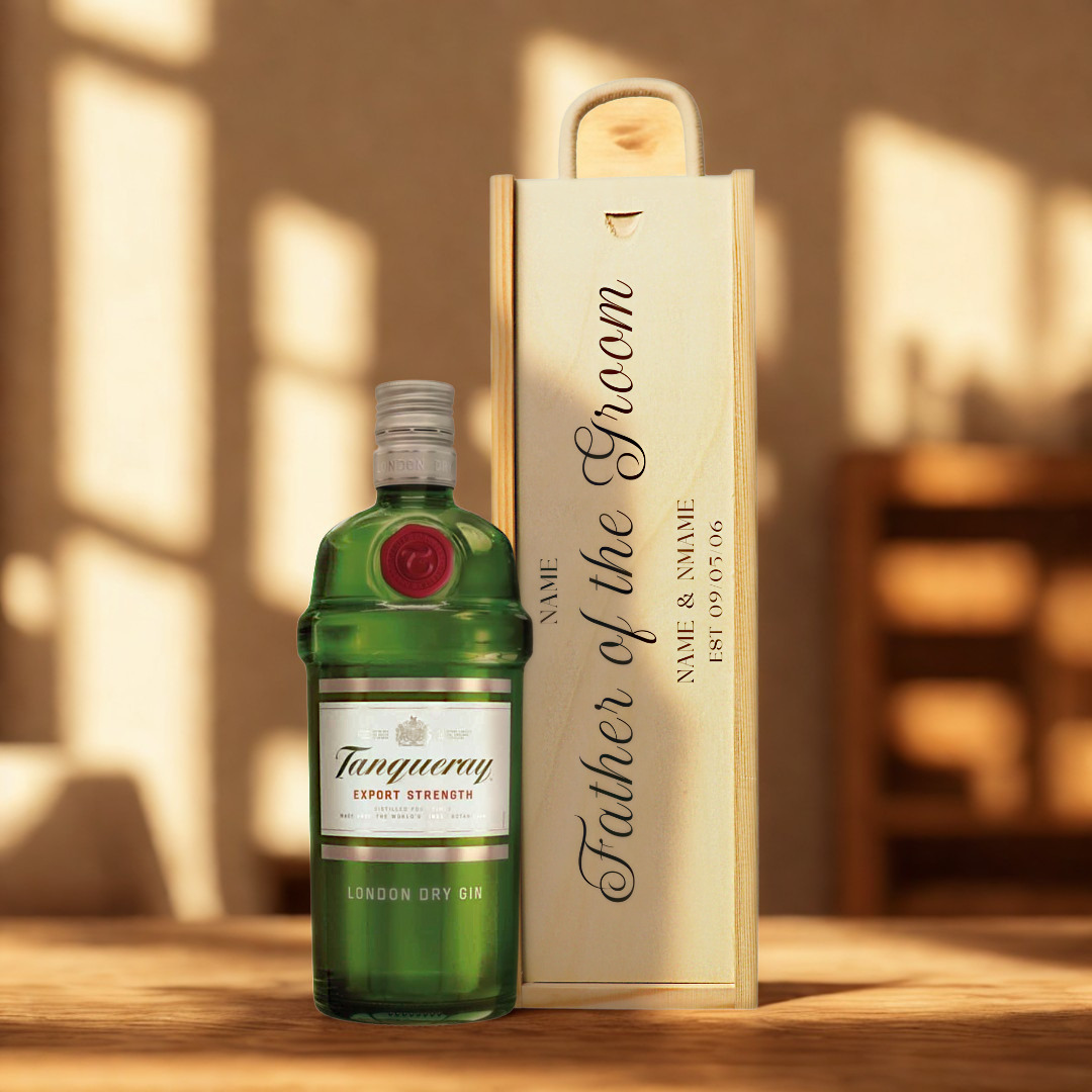 Personalised Father of the Groom Gin Gift Set with Wooden Presentation Box