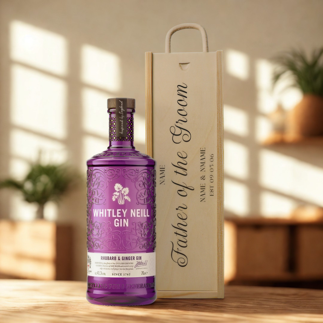Personalised Father of the Groom Gin Gift Set with Wooden Presentation Box
