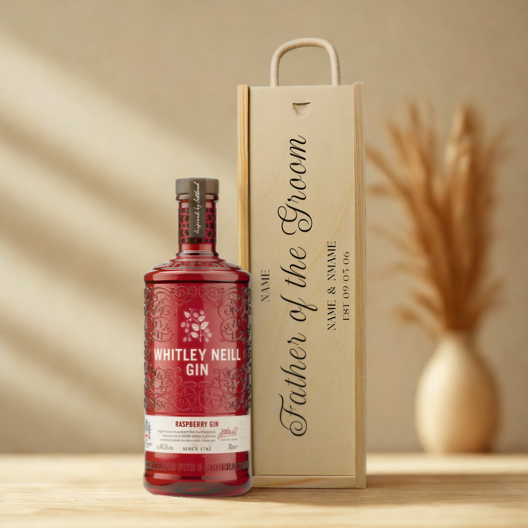 Personalised Father of the Groom Gin Gift Set with Wooden Presentation Box